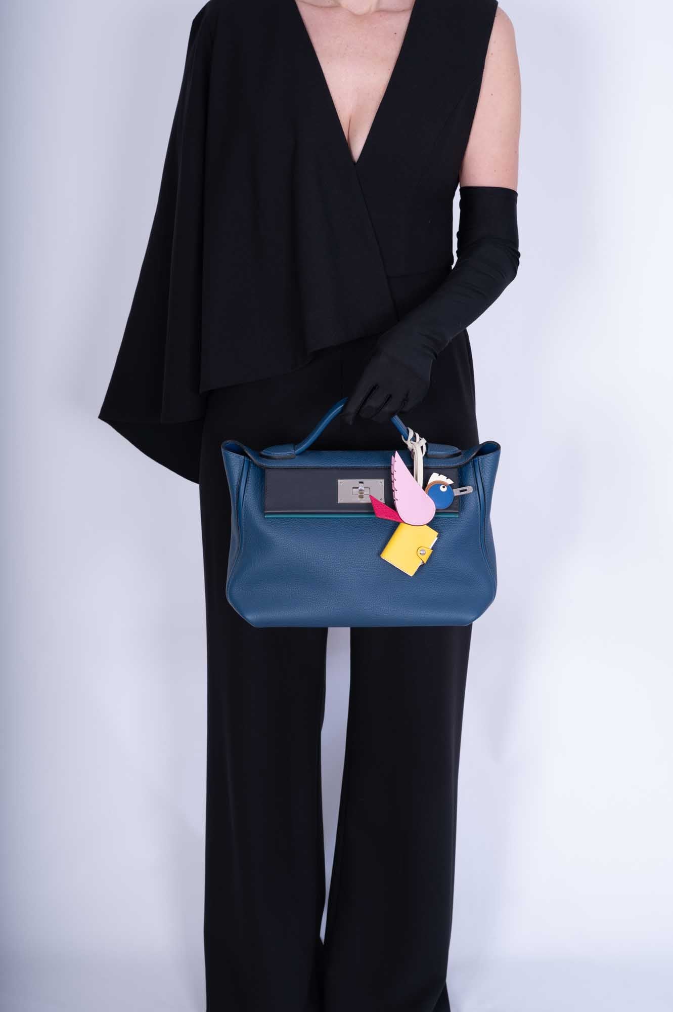 Hermès 24/24 29 Deep Blue Togo and Vert Bosphore Swift Palladium Hardware、mySite、garminoutage.com