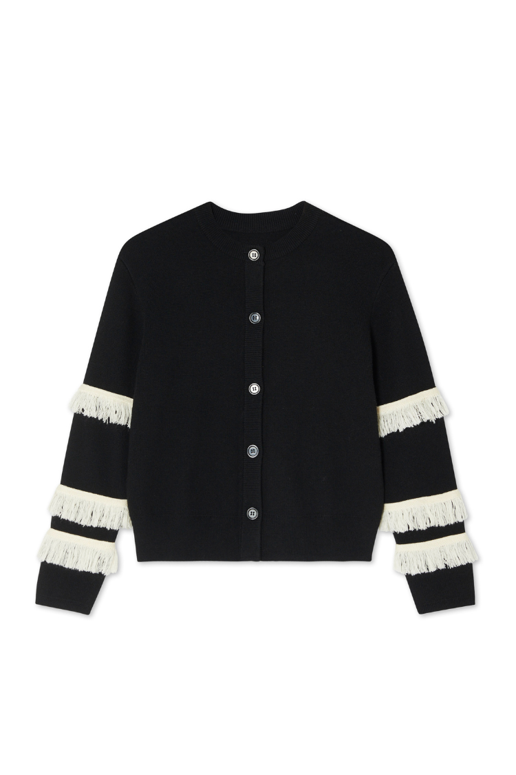 Black and Cream Fringe Holly Cardigan、mySite、solidvoid