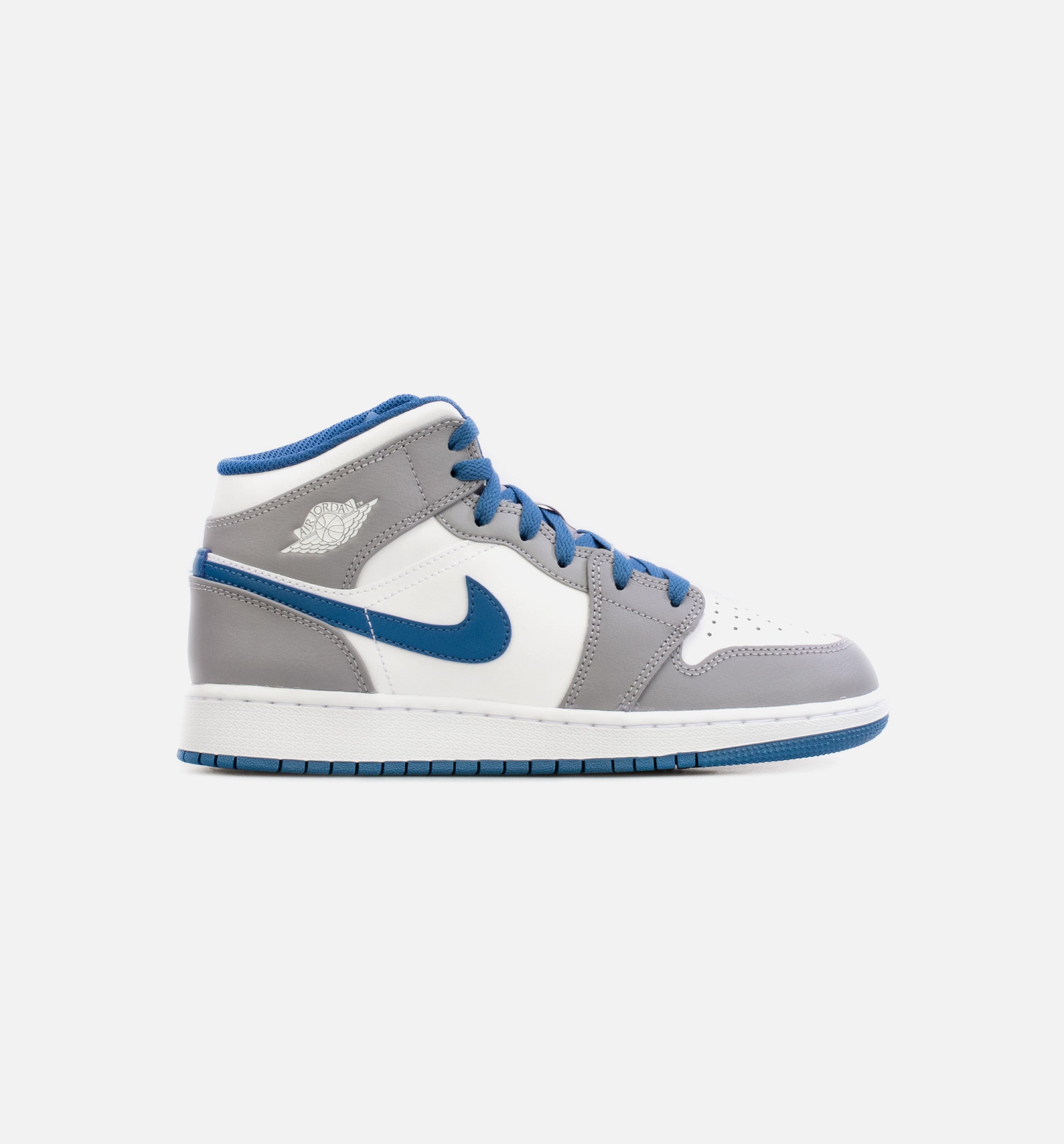 Air Jordan 1 Mid True Blue Grade School Lifestyle Shoe - Grey/Blue、mySite、dreamappss