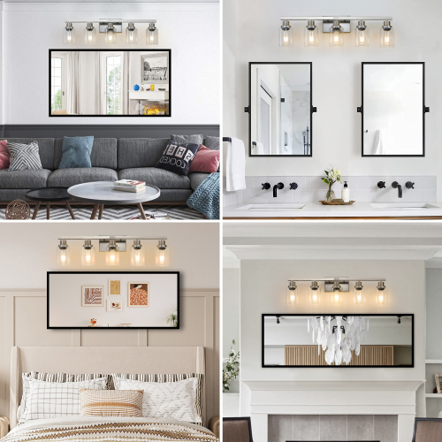 37" Modern 6-Light Bathroom Vanity Light Fixture - Brushed Nickel Finish with Clear Glass Shades, Perfect for Bathroom, Vanity, and Dressing Area Lighting (No Bulbs)、、eastwooduniform