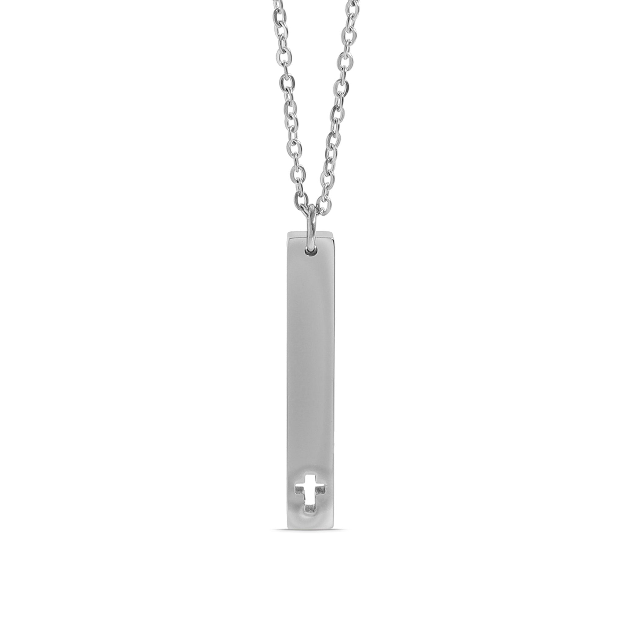 18K Gold PVD Stainless Steel Cross Cutout Vertical Bar Necklace / SBB0163、mySite、dreamappss
