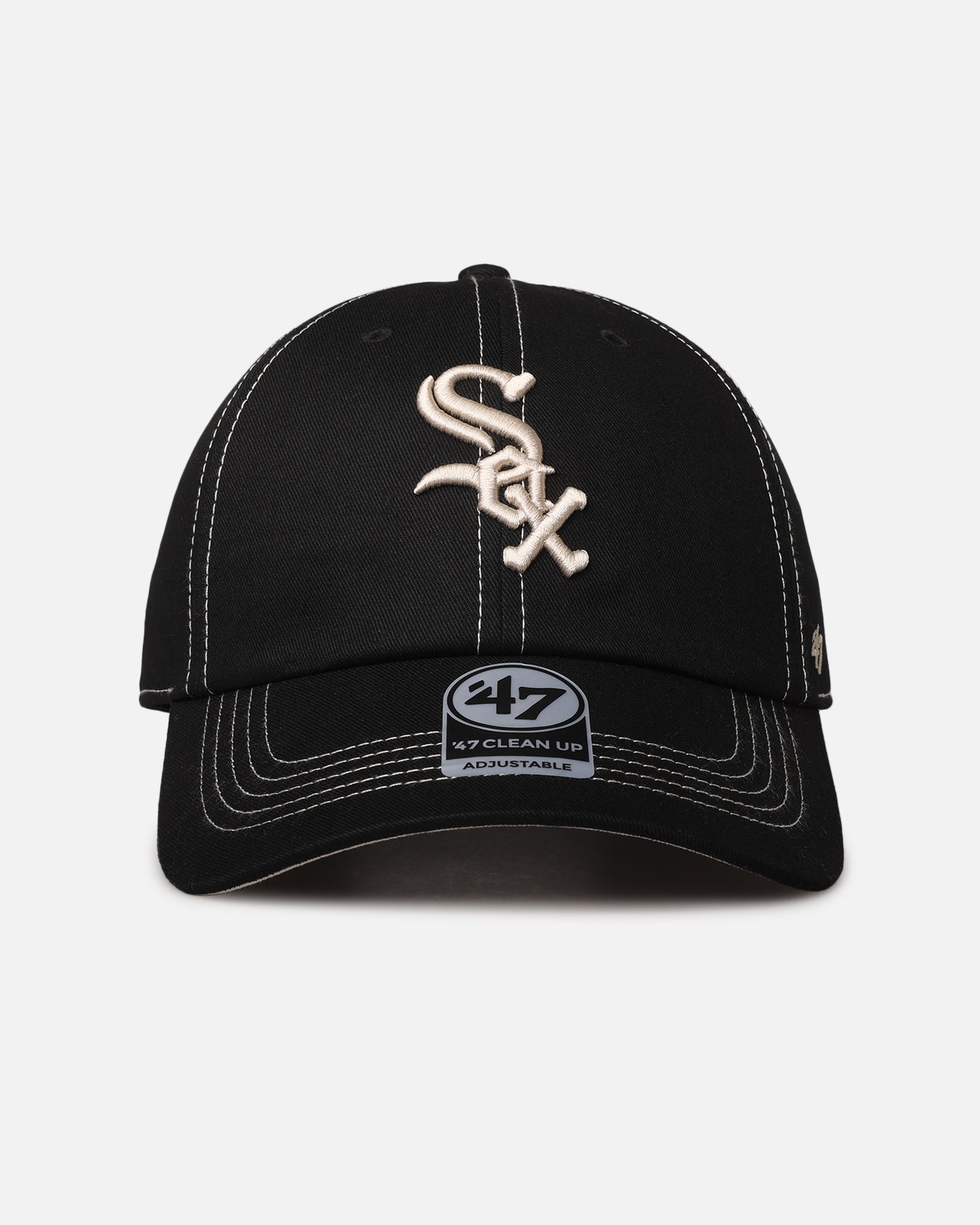 47 Brand Chicago White Sox 'Contrast Stitch' 47 Clean Up Strapback Black/Bone、mySite、zt4zffjzw