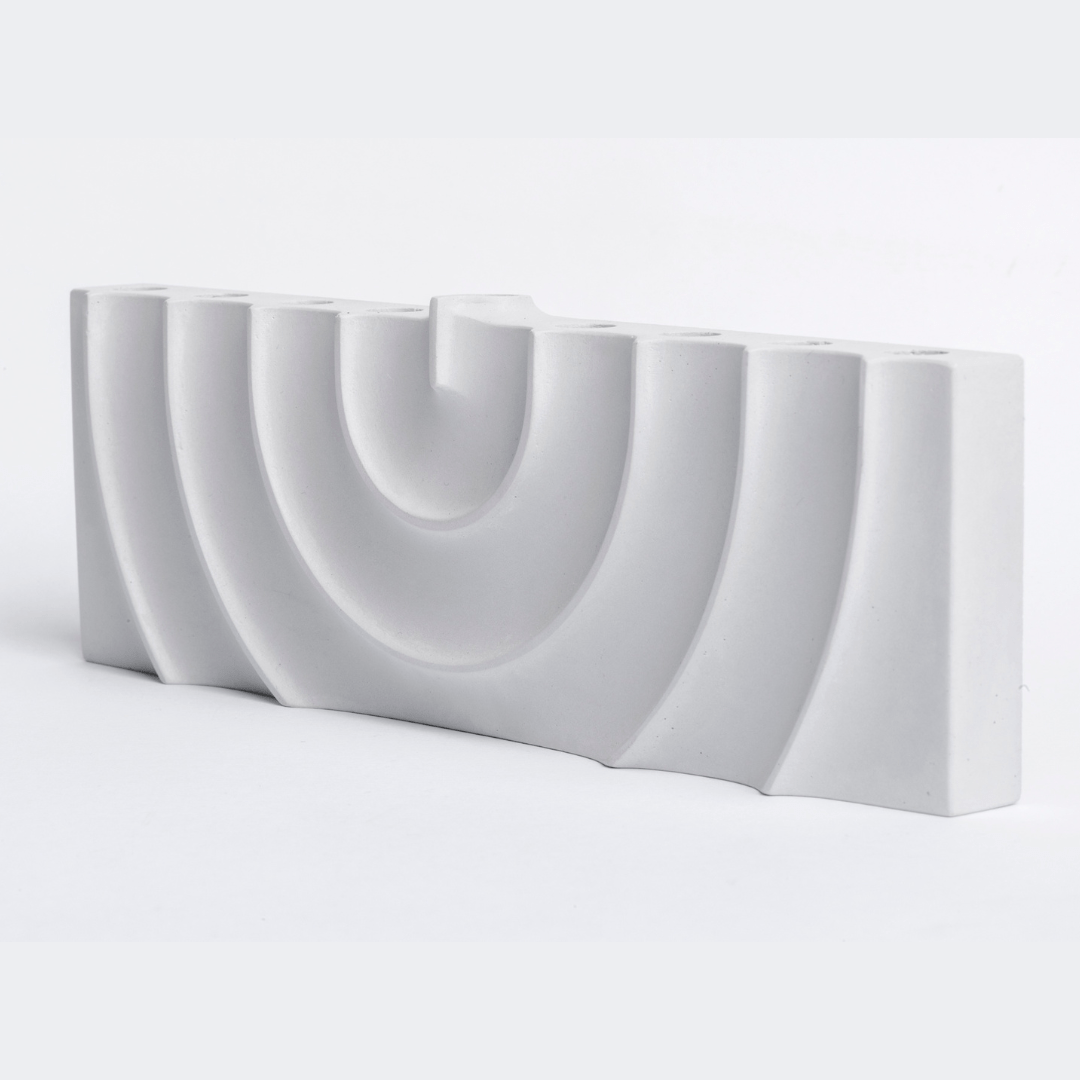 Hand-Poured Rippled Concrete Hanukkah Menorah - Gray、mySite、topwebapps