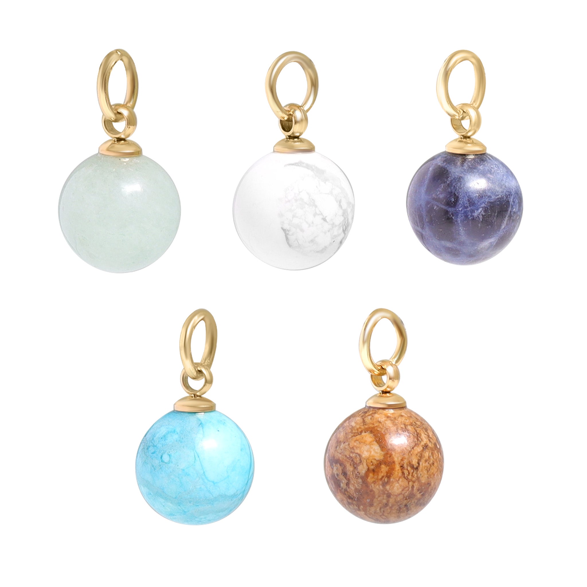 18K Gold PVD Stainless Steel Semi Precious Natural Stone Charms / SBB0306、mySite、dreamappss