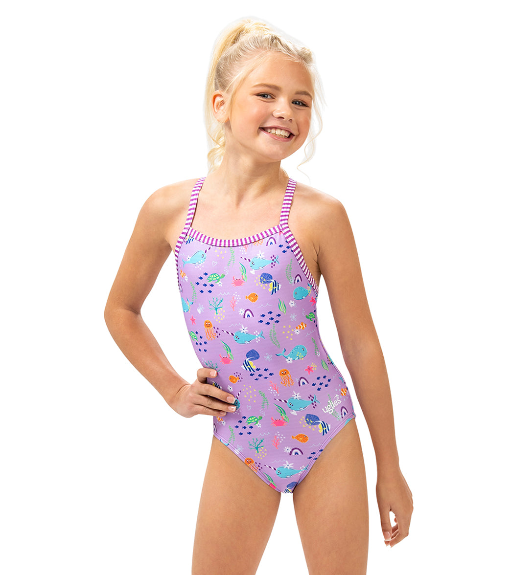 Dolfin Uglies Girls' Noire Printed One Piece Swimsuit (Big Kid)、mySite、noshort