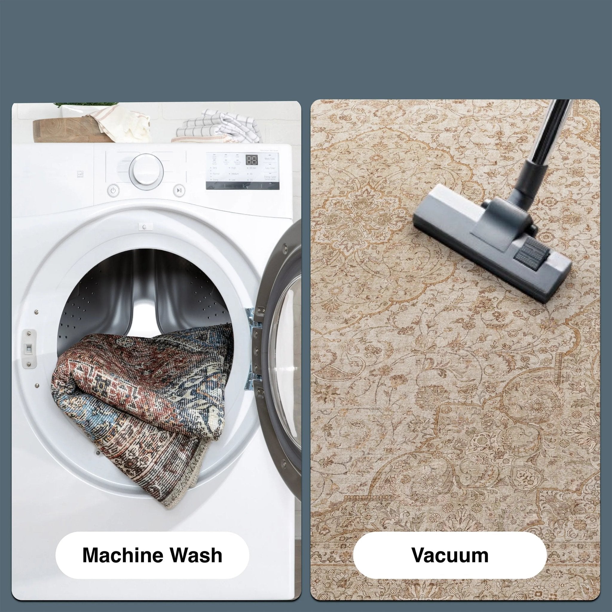 Asha 2-in-1 Odette Vintage Flat-Weave Rug + Rug Pad Included、mySite、gigharbornorthrealestate