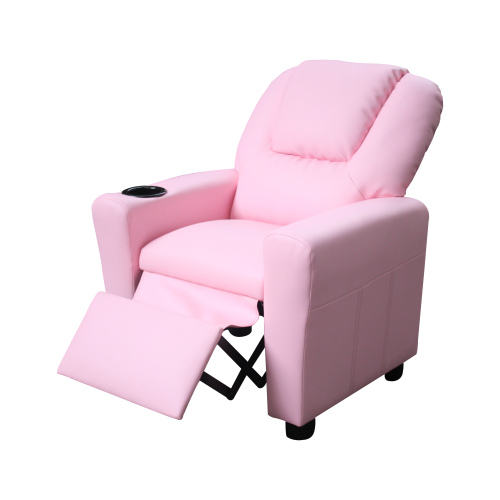 Marisa 23" Pink PU Leather Kids Recliner Chair with Cupholder、、casual