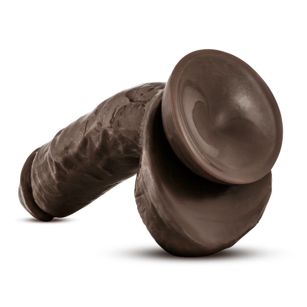 X5 By Blush® | Hard on Realistic G-Spot Brown 8.5-Inch Long Dildo With Balls & Suction Cup Base、mySite、bottomscart