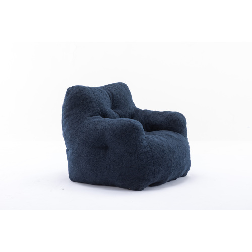 010-Soft Teddy Fabric Tufted Foam Bean Bag Chair With Teddy Fabric Dark Gray、、casual
