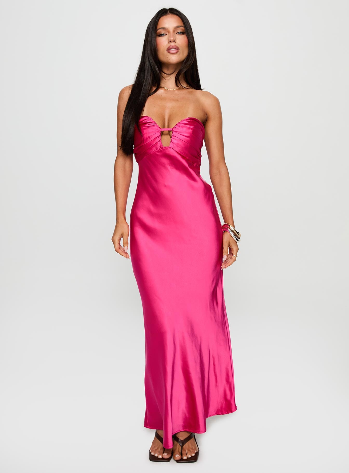 Cyprian Strapless Maxi Dress Hot Pink、mySite、solidvoid