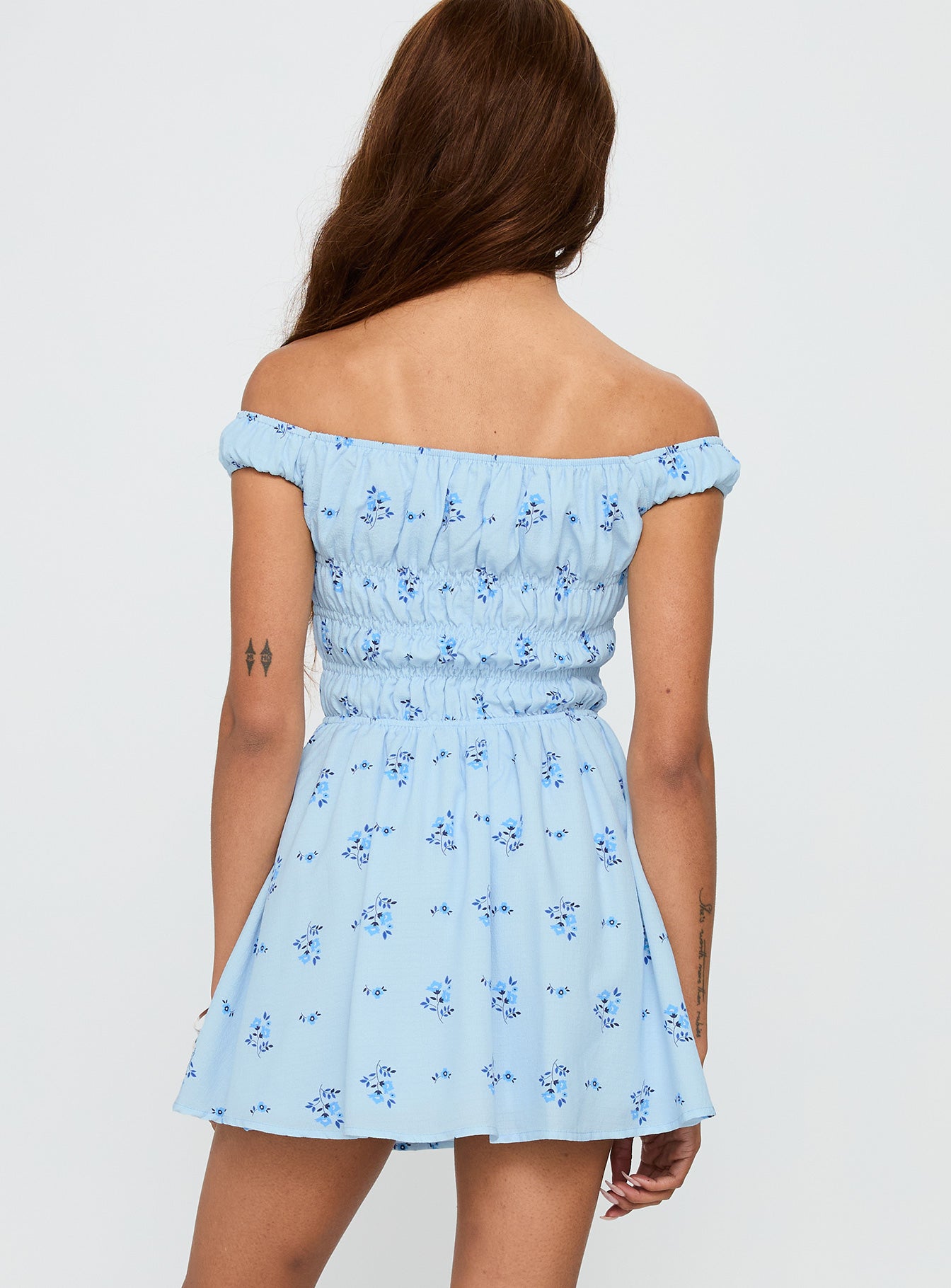 These Are The Days Shirred Mini Dress Blue Multi、mySite、solidvoid