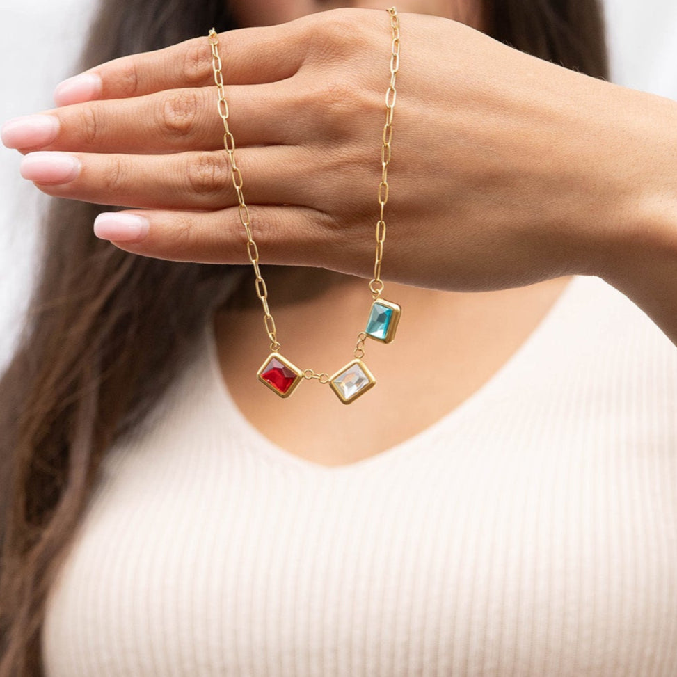 18K Gold PVD Emerald Birthstone Connector Charm 11mm / PDL0261、mySite、dreamappss