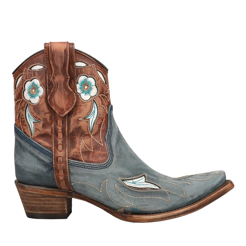 Tooled Inlay Floral Embroidered Snip Toe Zippered Cowboy Booties、mySite、gtrtttuynbv