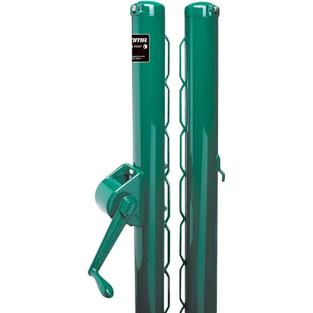 Premium Tennis Net Posts with External Winder (Green)