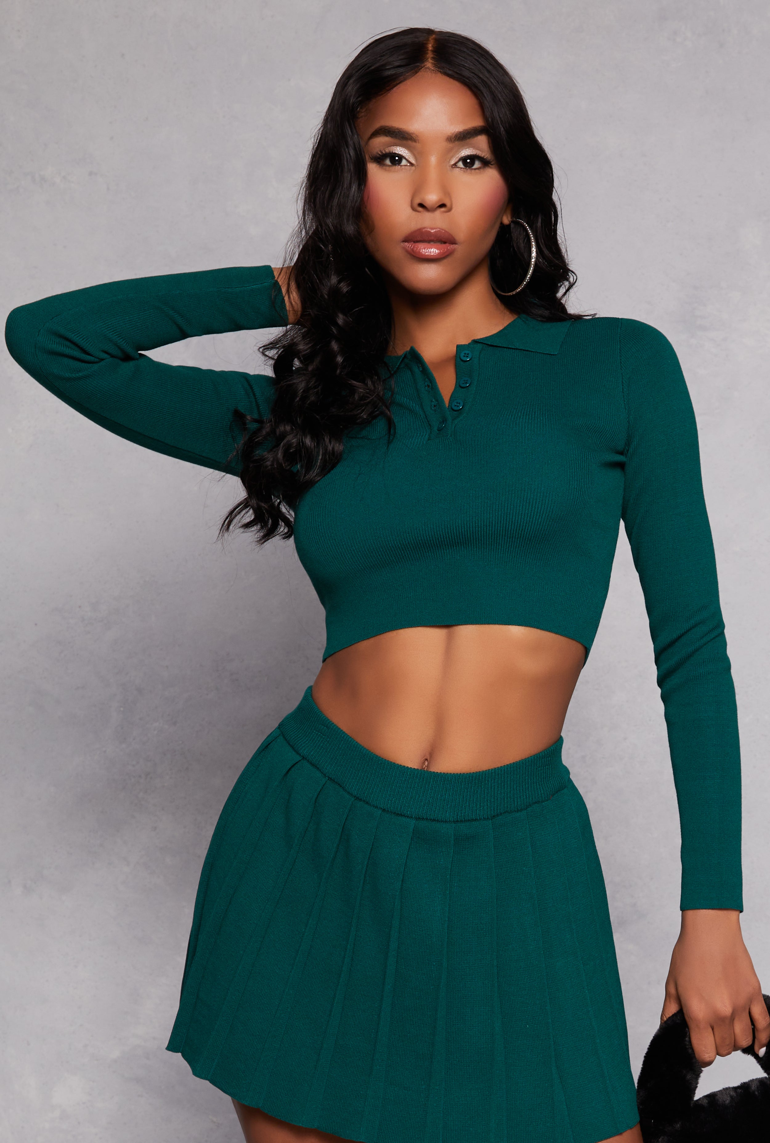 Daisy Long Sleeve Cropped Polo Shirt、mySite、camillekostekn