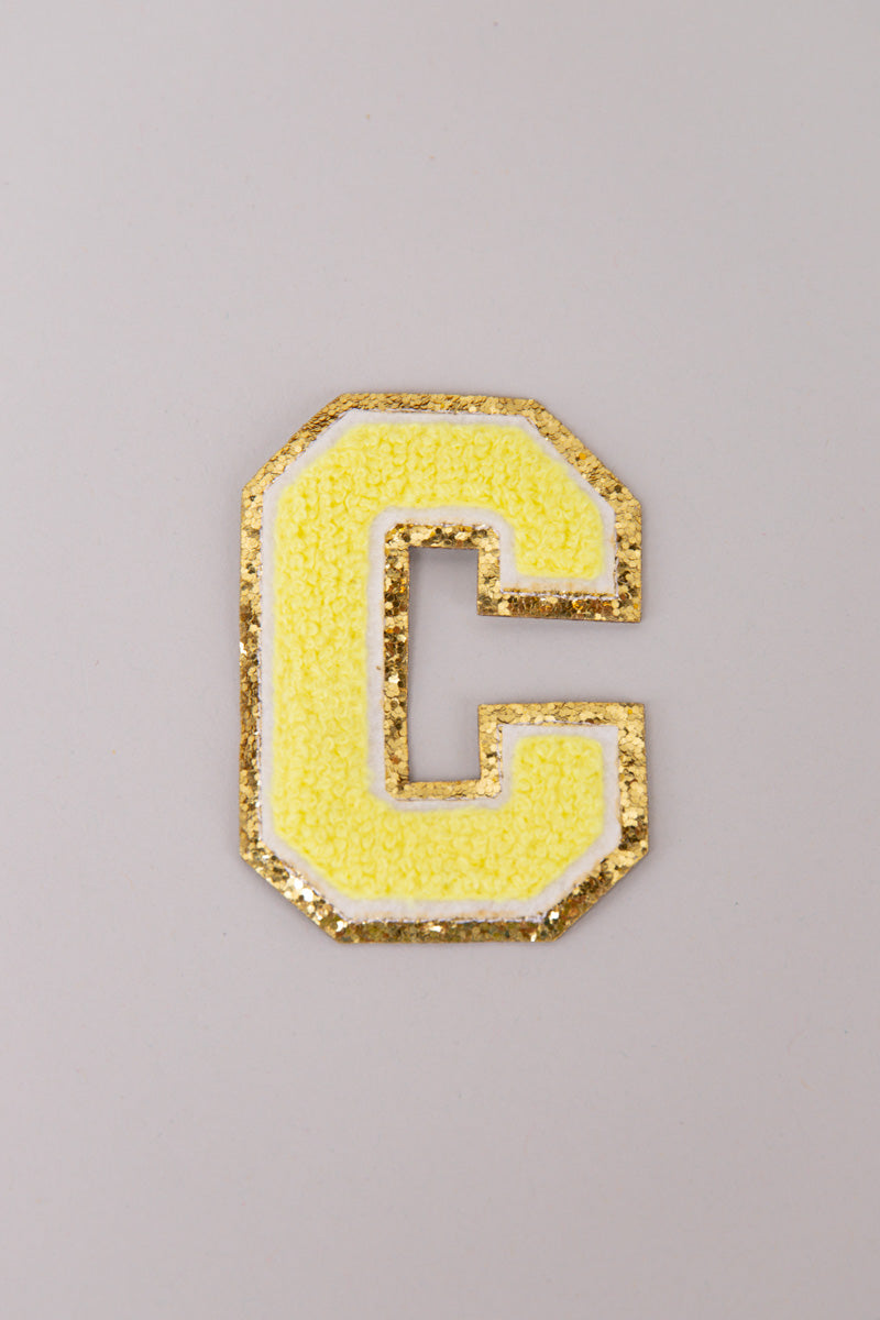 Chenille Adhesive Letter Patches- Yellow 5.5cm、mySite、hinf8tx79