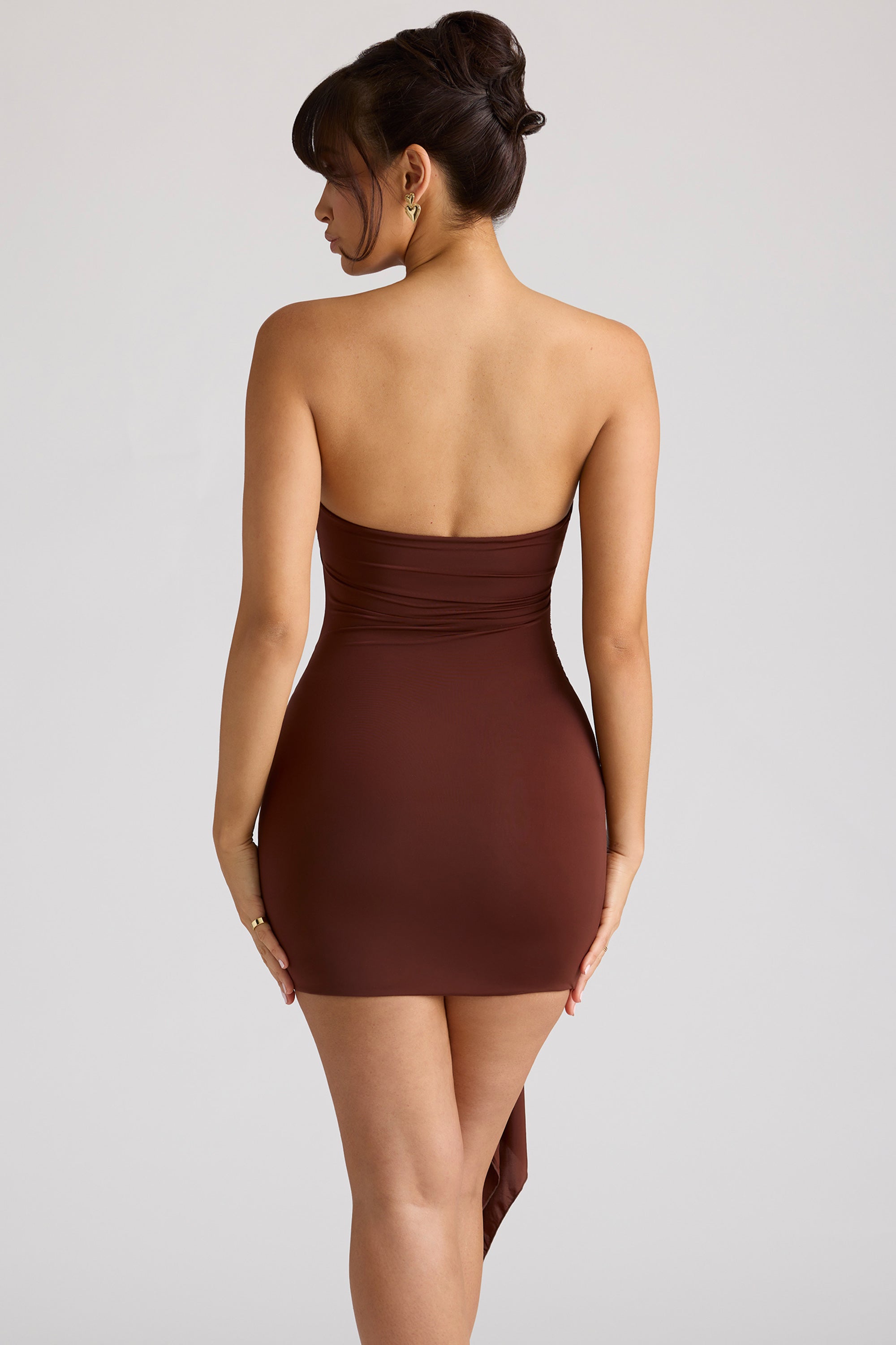 Bandeau Mini Dress in Chocolate Brown、mySite、solidvoid
