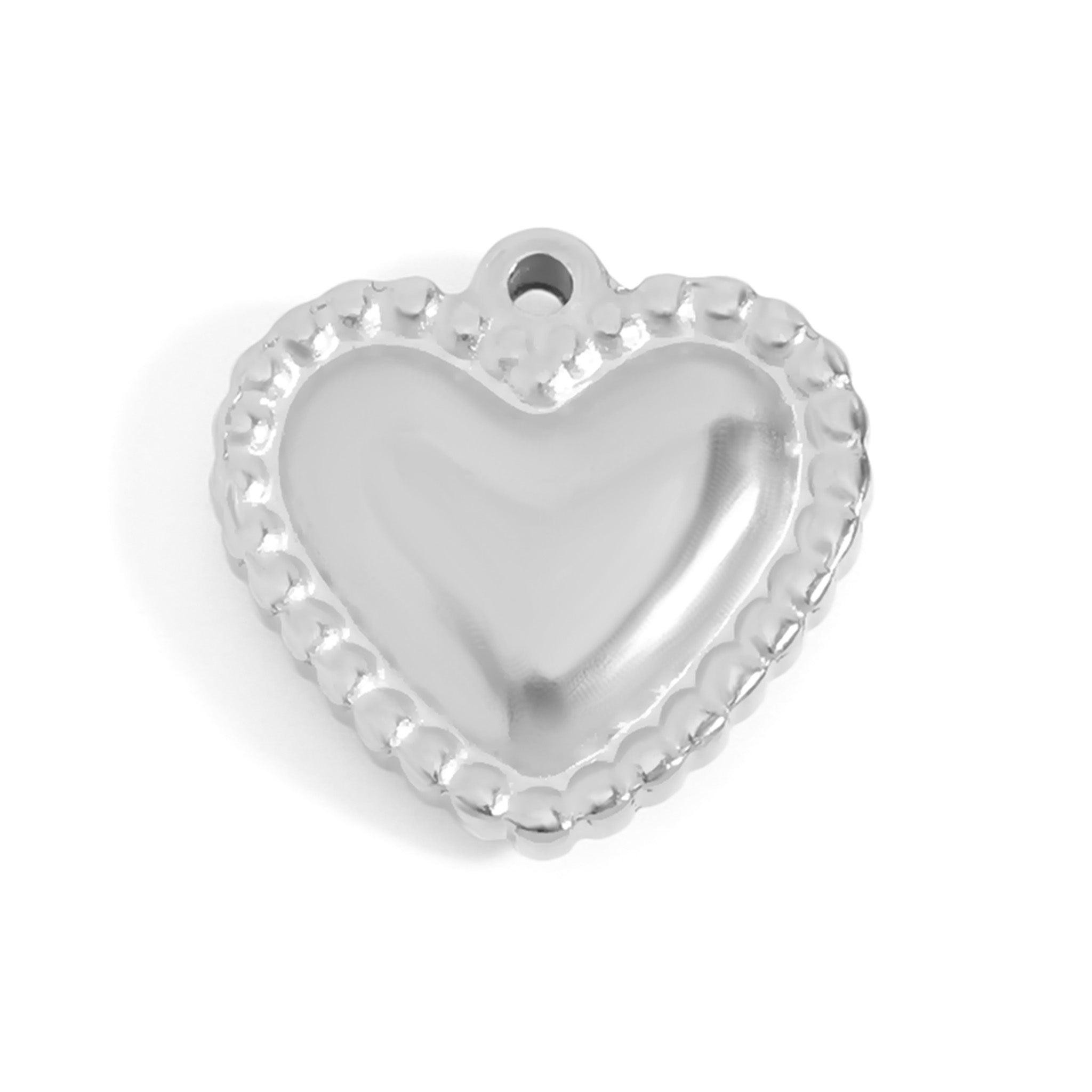 18K Gold PVD Stainless Steel Beaded Trim Heart Charm / PDL0118、mySite、dreamappss