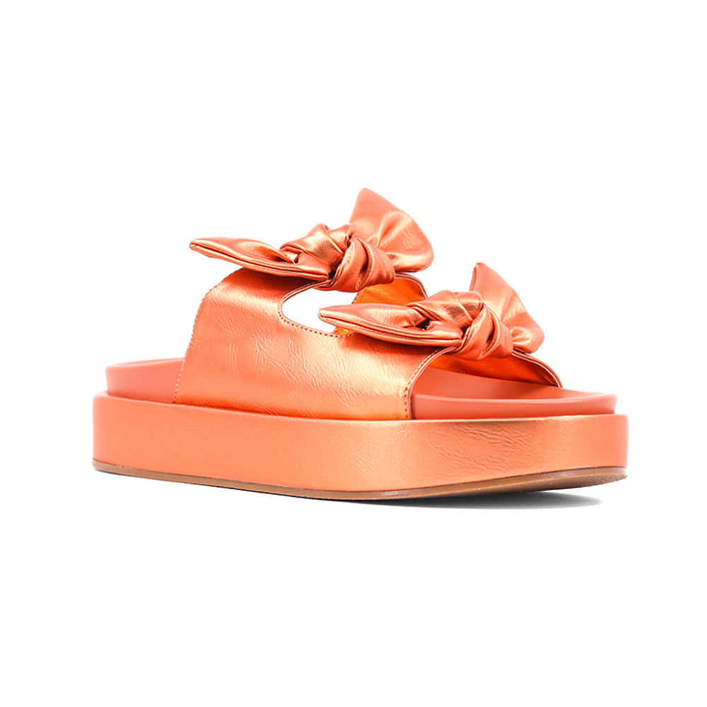 Kiki Metallic Flat Platform Slide Sandals、mySite、gtrtttuynbv