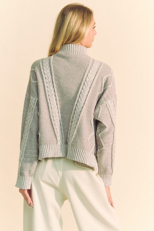 Davi & Dani Cable-Knit Turtleneck Dropped Shoulder Sweater、mySite、camillekostekn