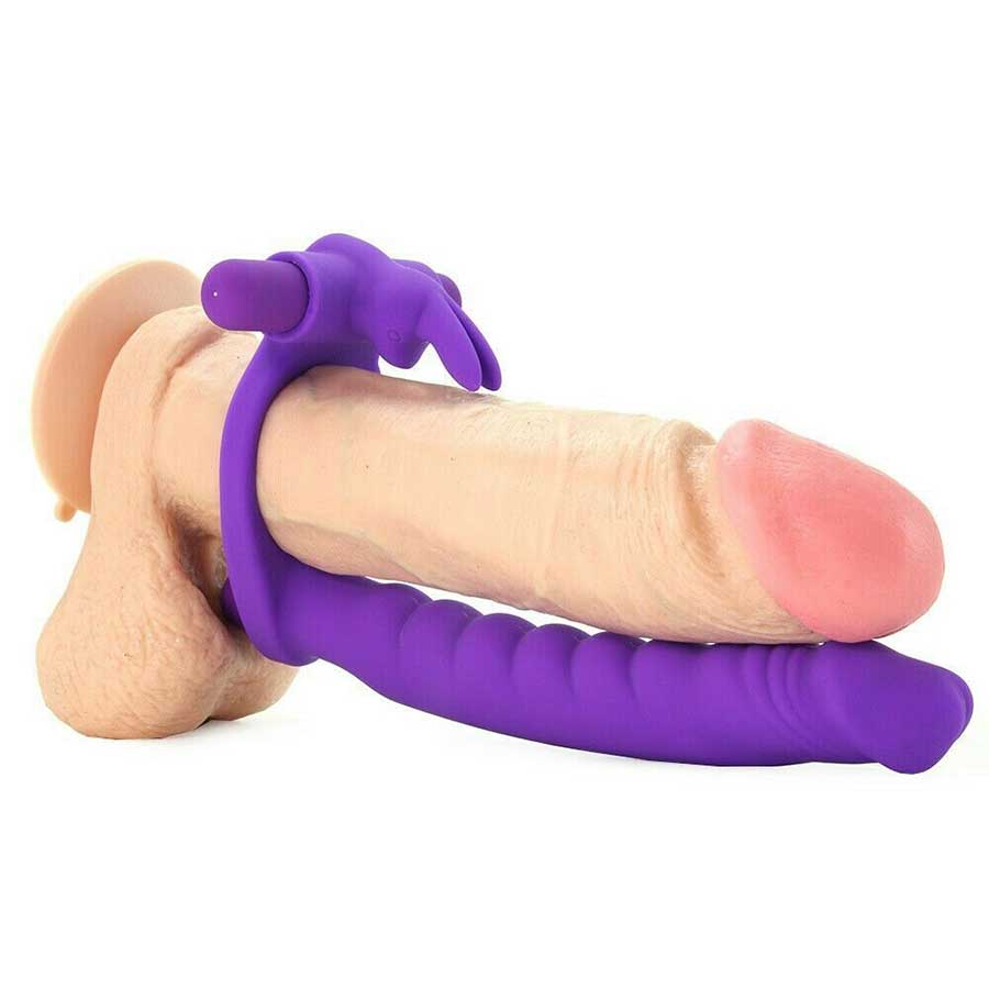 Silicone Double Penetrator Vibrating Rabbit Cock Ring Purple by Pipedream、mySite、bottomscart
