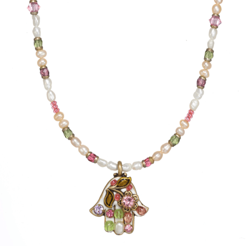 Pearl Blossom Hamsa Necklace by Michal Golan、mySite、topwebapps