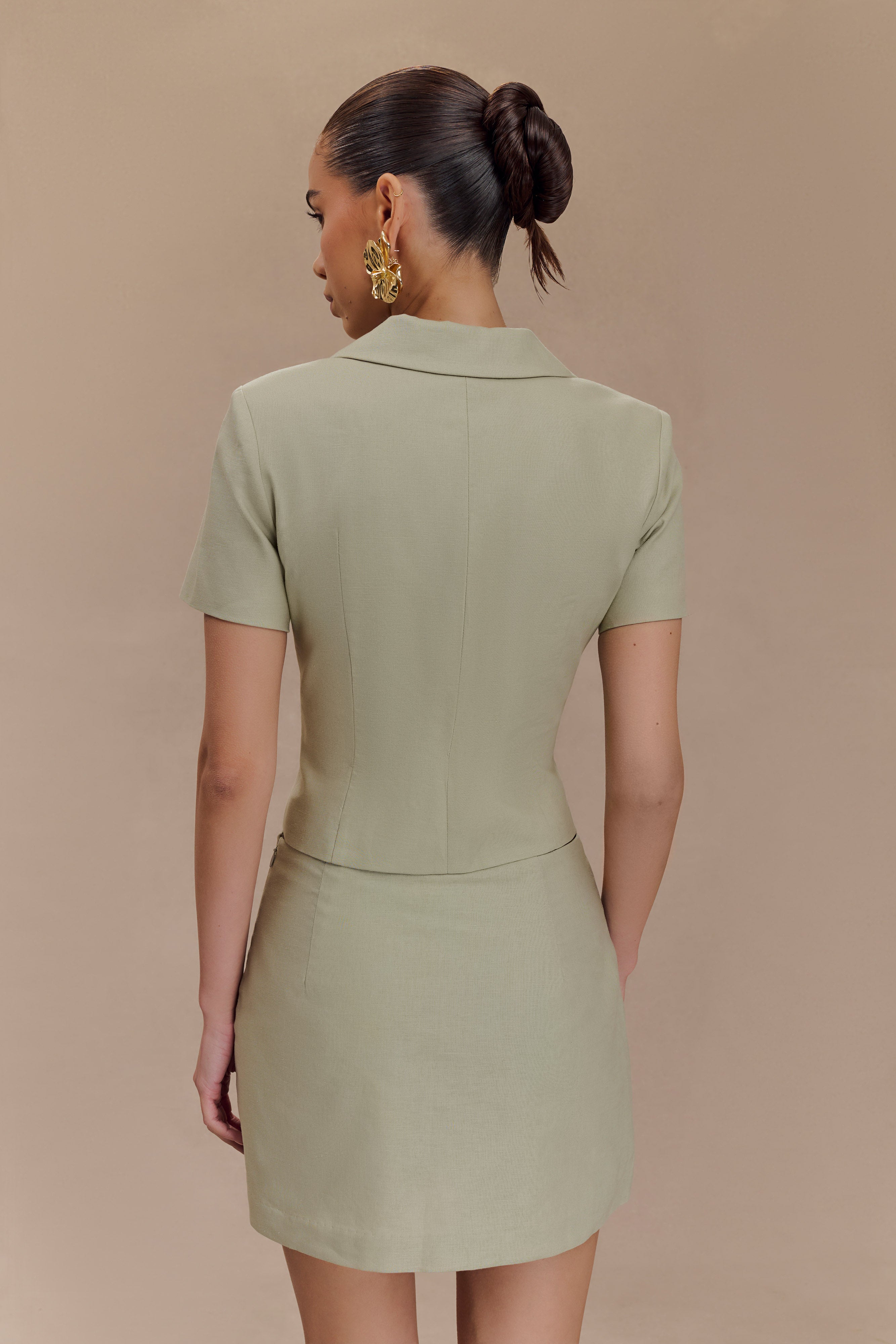 Ciara Linen Jacket - Basil、mySite、solidvoid