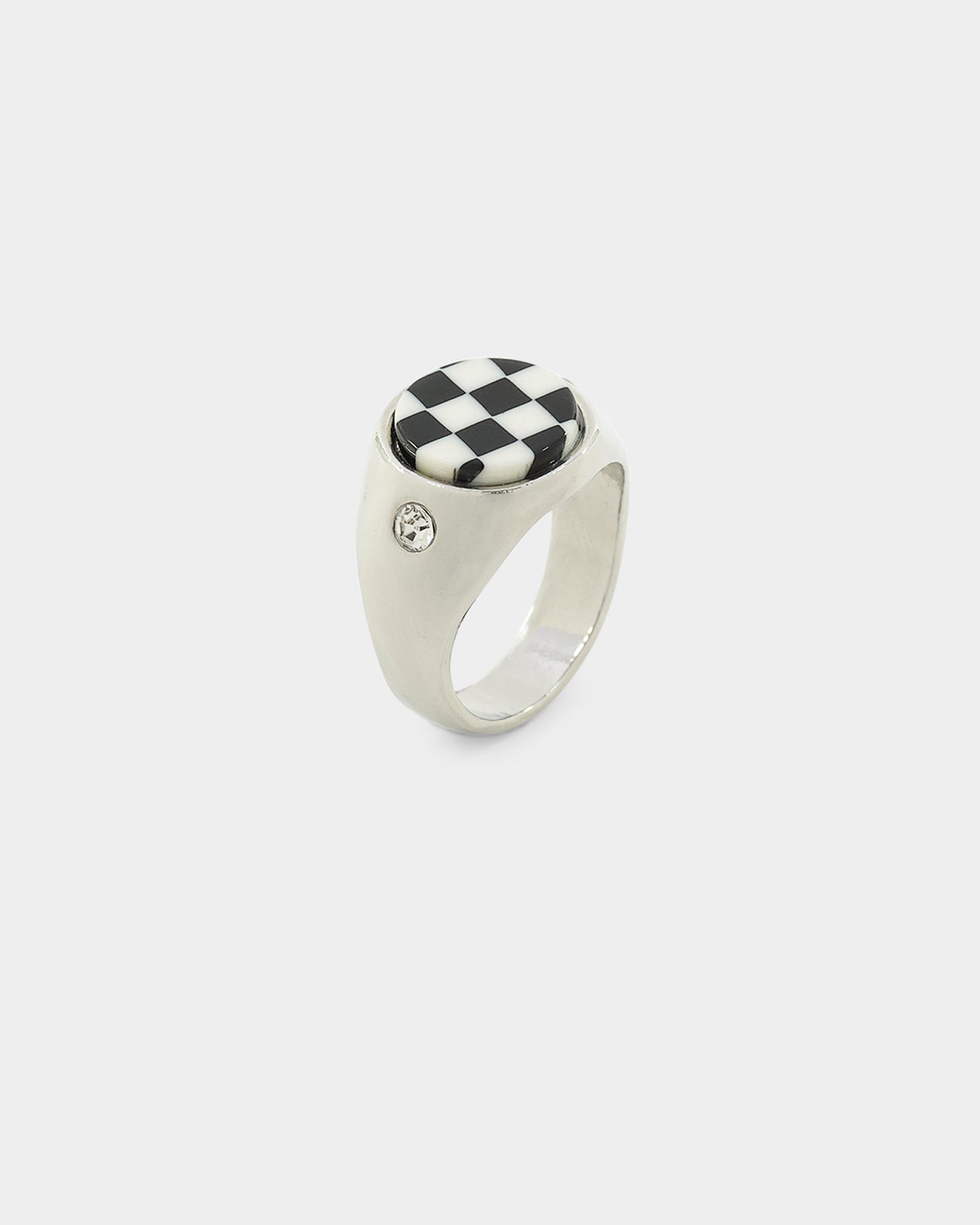 Loiter Checkerboard Signet Ring Silver/Black/White、mySite、zt4zffjzw