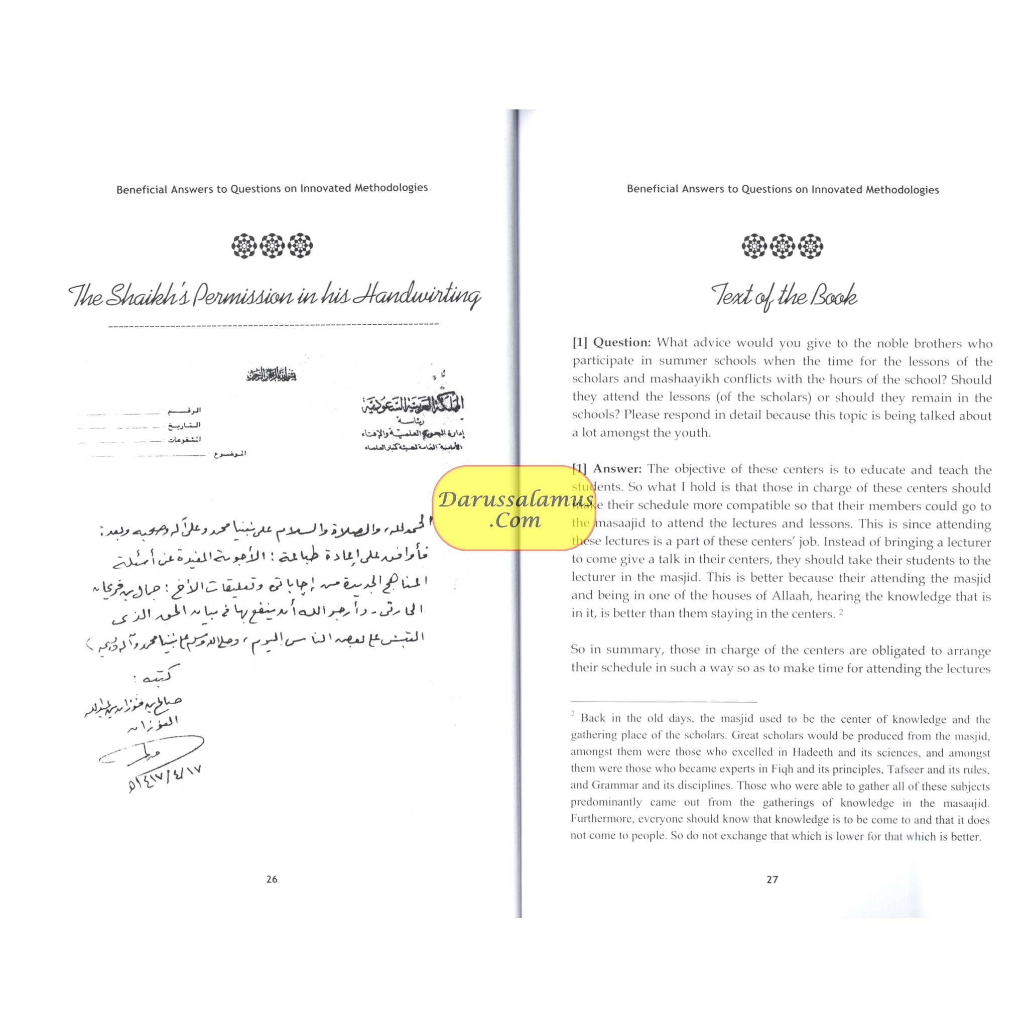 Beneficial Answers to Questions on Innovated Methodologies By Shailkh Saalih bin Fawzaan Al-Fawzaan、mySite、topwebapps