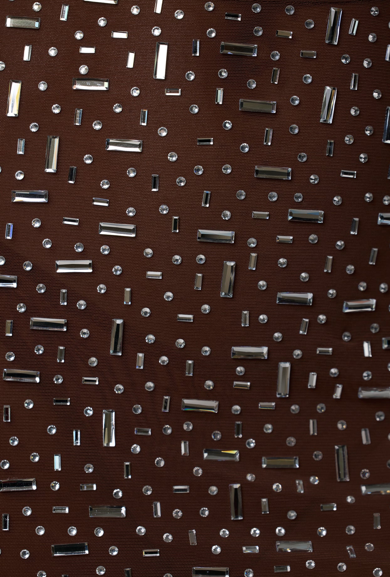 Sheer Embellished Bodycon Mini Dress in Deep Cocoa、mySite、solidvoid