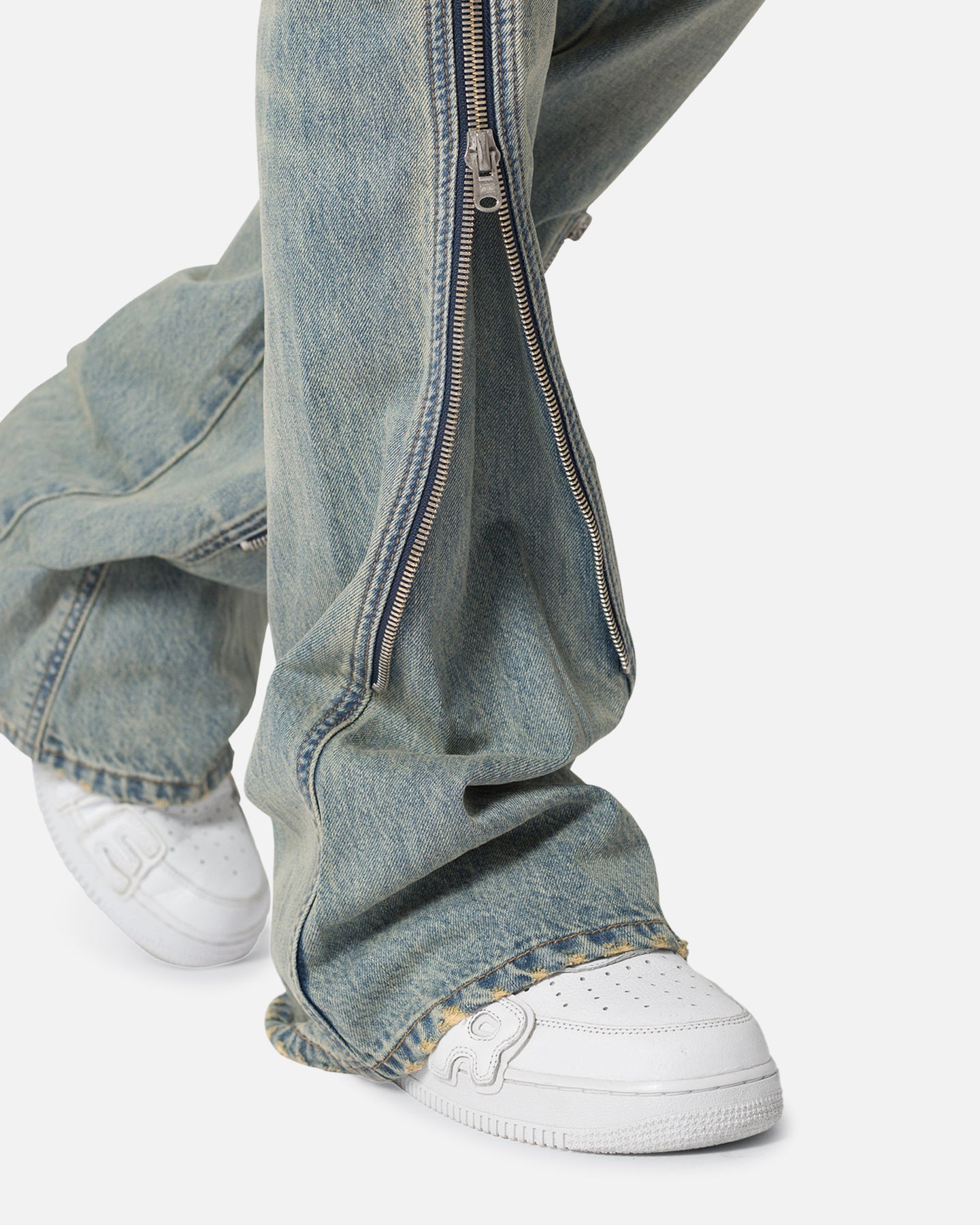 MNML D519 Zipper Flare Denim Jeans Vintage Blue、mySite、zt4zffjzw