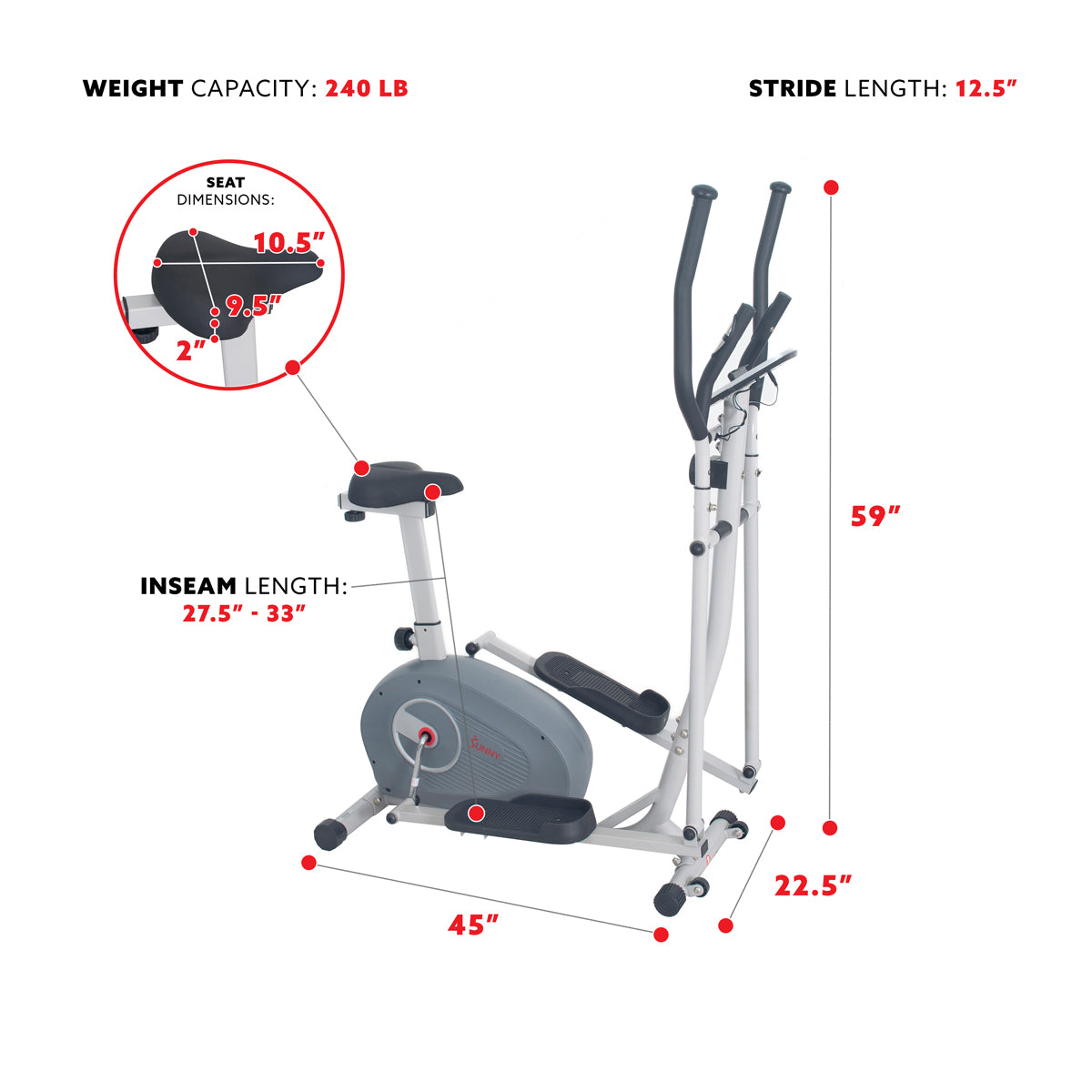  Magnetic Elliptical Bike - 2 in 1 Elliptical Upright Bike、mySite、ghnorth