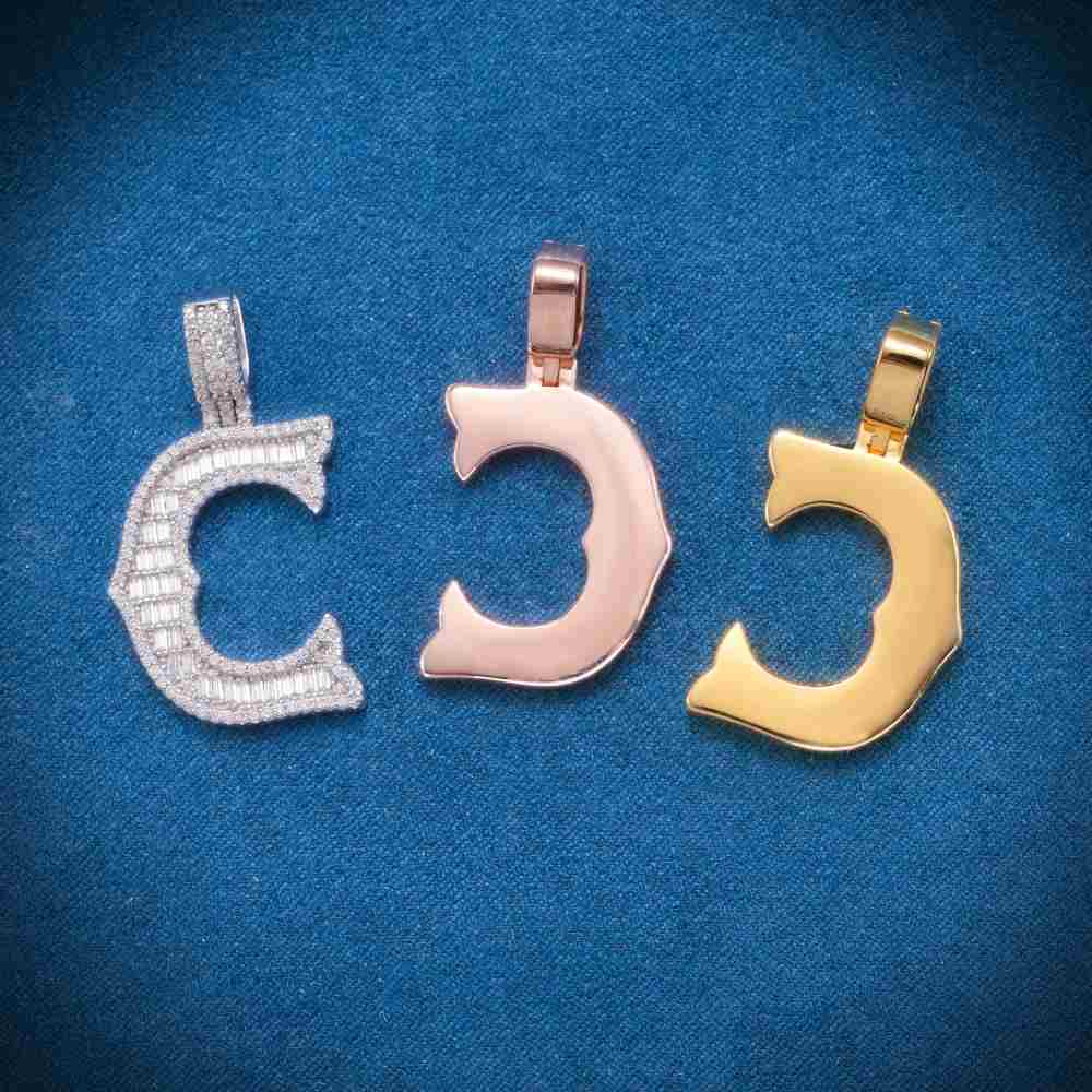 Moissanite Baguette Letter C Pendant、mySite、hinf8tx79