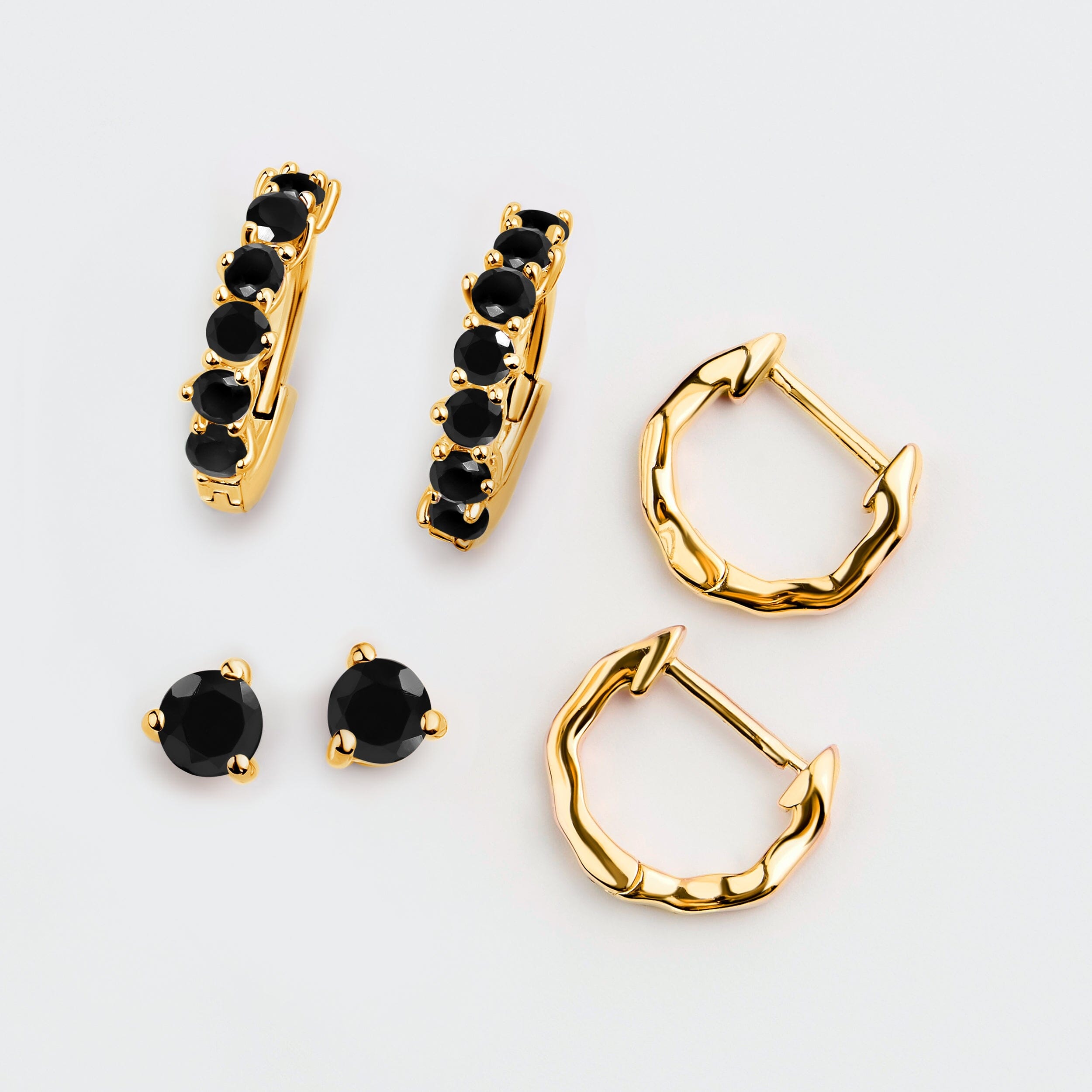 Black Onyx & Black Obsidian Hoop Earring Set - Classic Trio、mySite、hinf8tx79