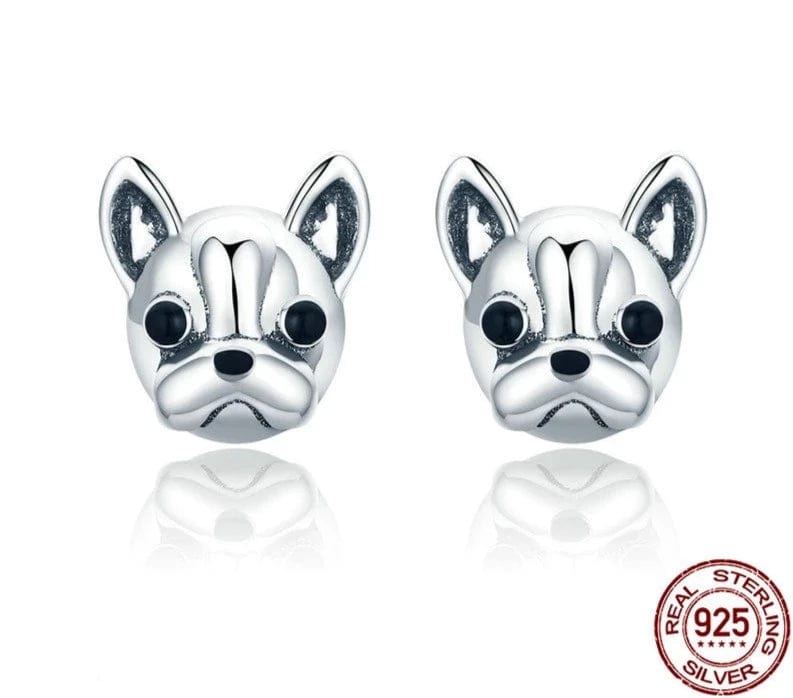 French Bulldog Stud Earrings - Sterling Silver、mySite、g9winljtr