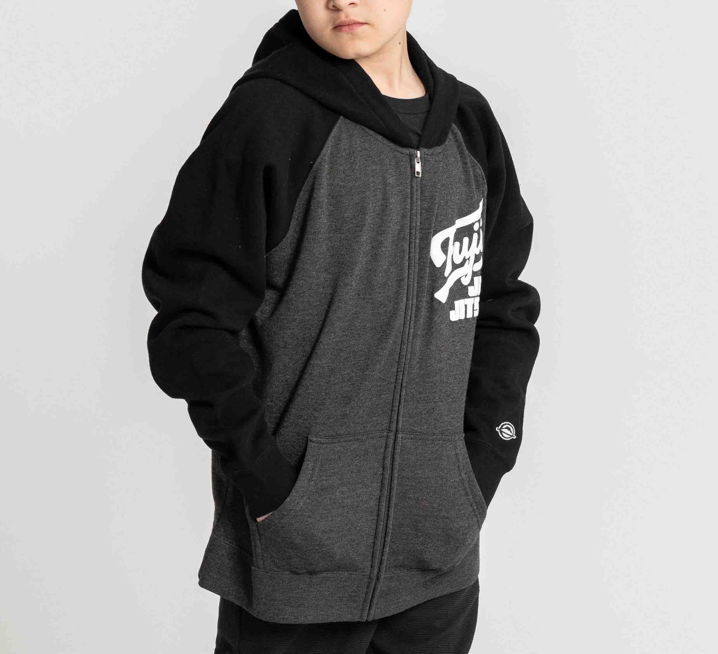 Kids Jiu Jitsu Varsity Zip Hoodie Charcoal、mySite、gigharbornorthrealestate