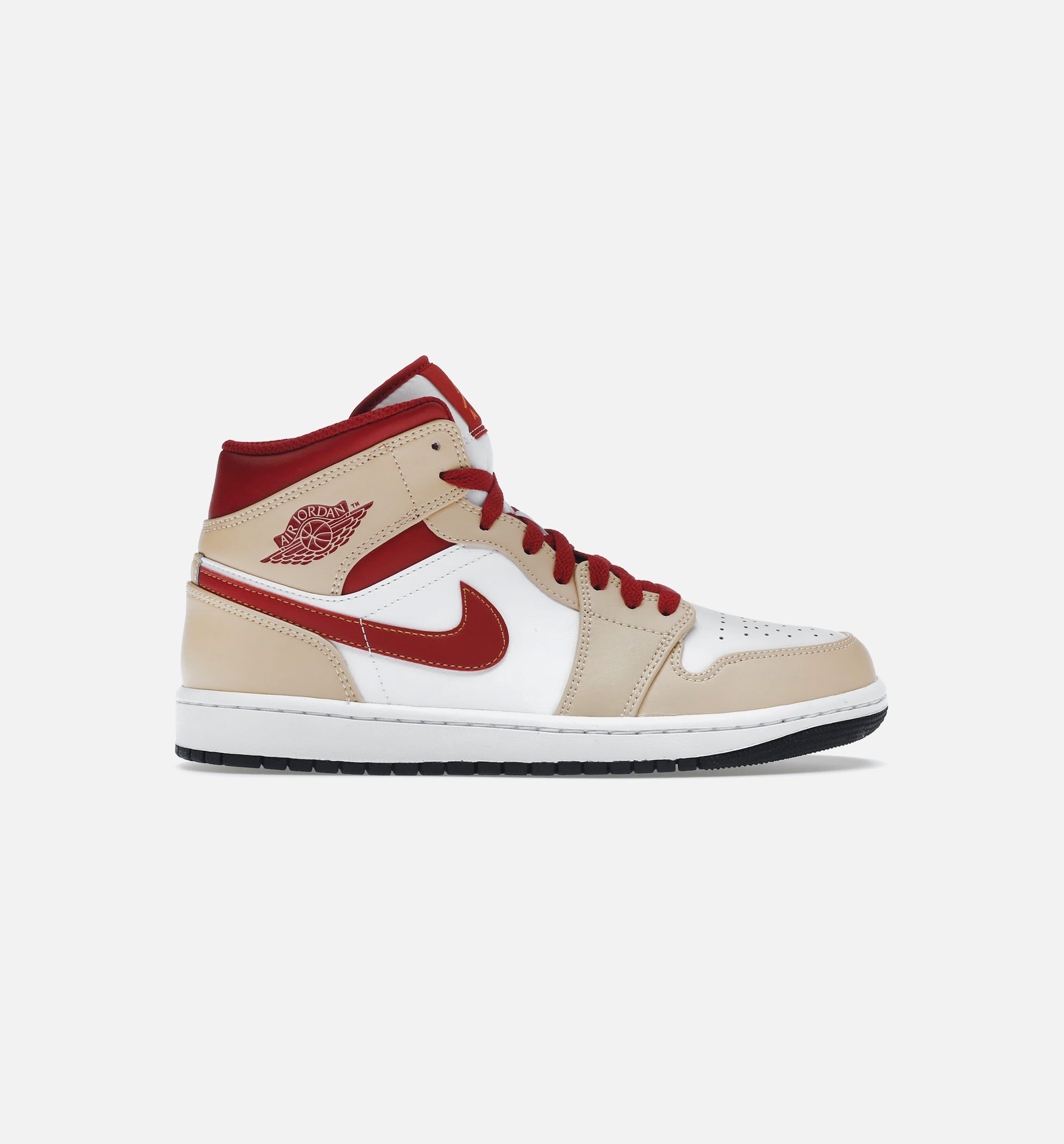 Air Jordan 1 Mid Light Curry Cardinal Mens Lifestyle Shoe - Beige/Red、mySite、dreamappss