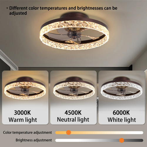 Low Profile Ceiling Fan with Light and Remote Control, Dimmable LED Ceiling Fan, 6 Speeds, Timing Reversible Blades, Brown, 20"、、eastwooduniform
