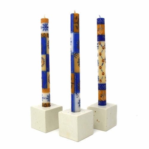 African Handmade Candles Blue Orange- Gift box of 2, 3 or 4 Short - Durra Design - Nobunto *、mySite、g9winljtr