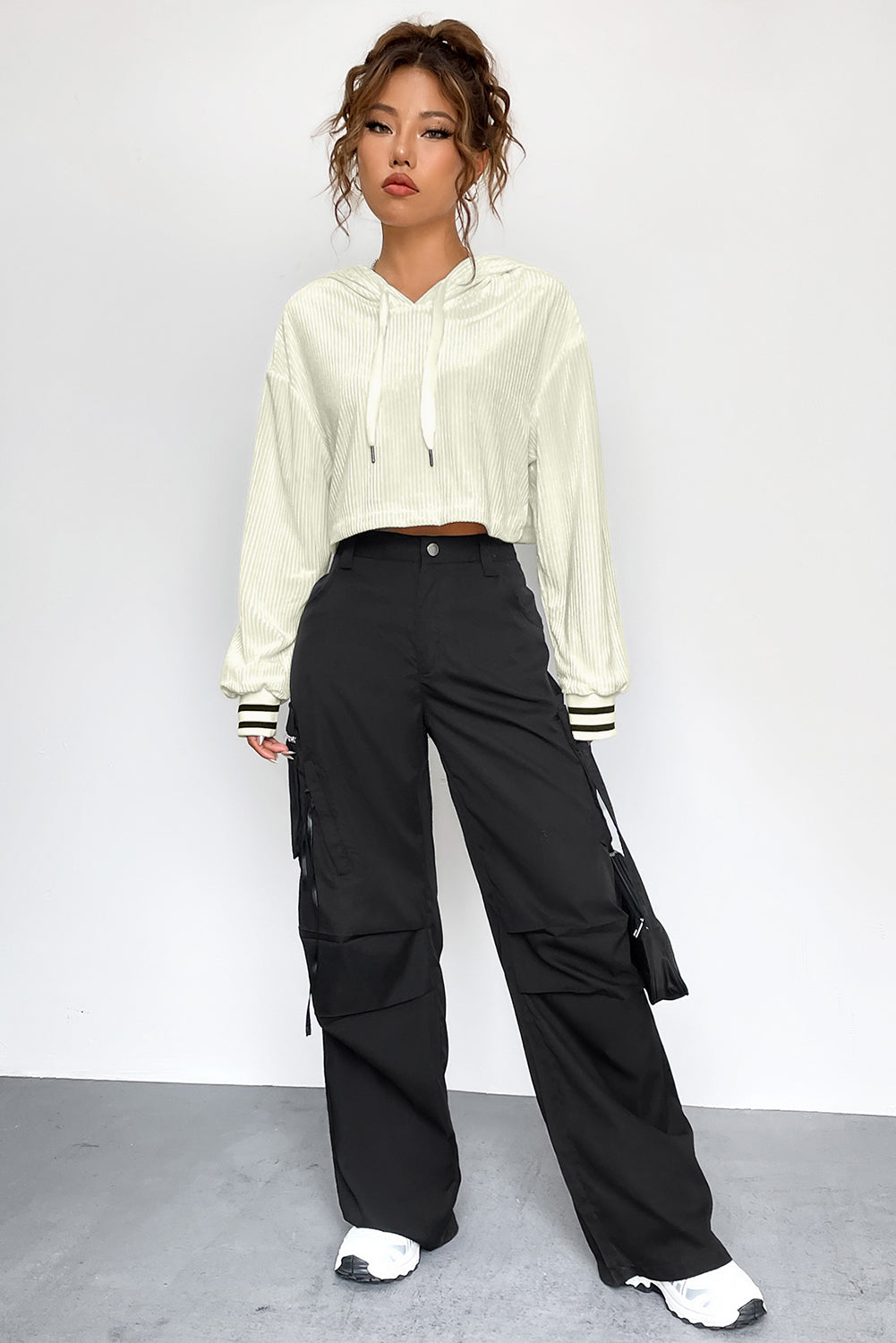  Drawstring Drop Shoulder Long Sleeve Hoodie、mySite、justintrudeaud