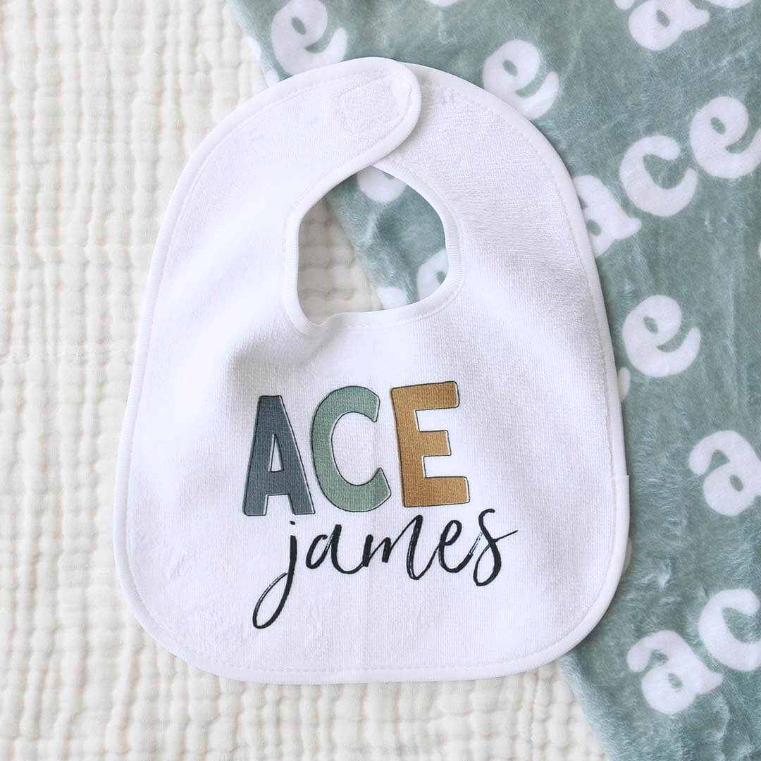  Personalized Color Block Baby Name Bib | Earthy Neutral、mySite、layawaytickets