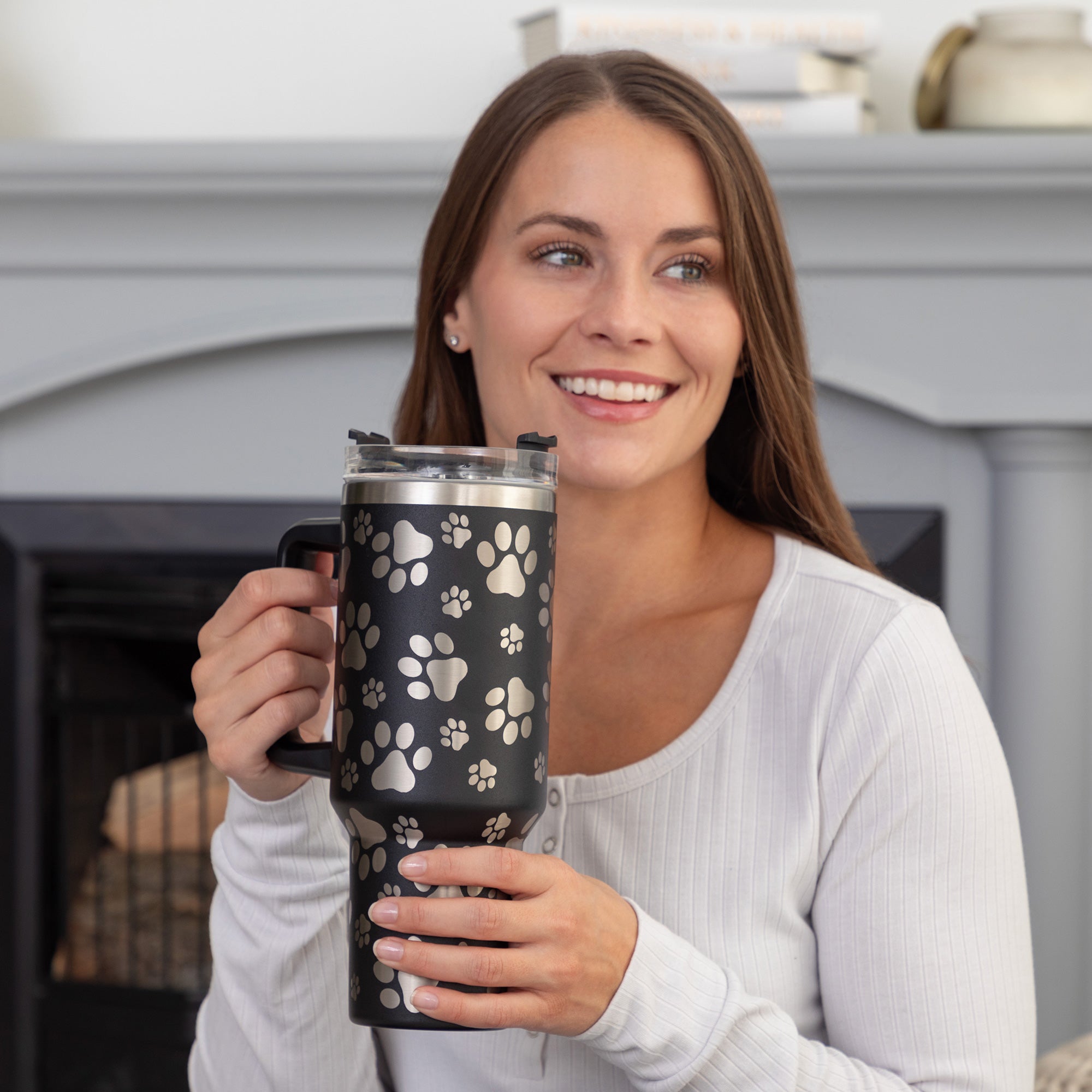 Paw Print Vacuum Sealed Stainless Steel Tumbler - 40 oz、mySite、camillekostekn