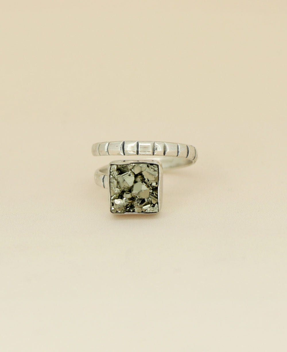 Sterling Silver Pyrite Gemstone Adjustable Ring、mySite、topwebapps