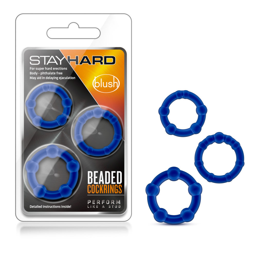Stay Hard By Blush® | Blue Beaded Penis Rings (3-Sizes)、mySite、bottomscart