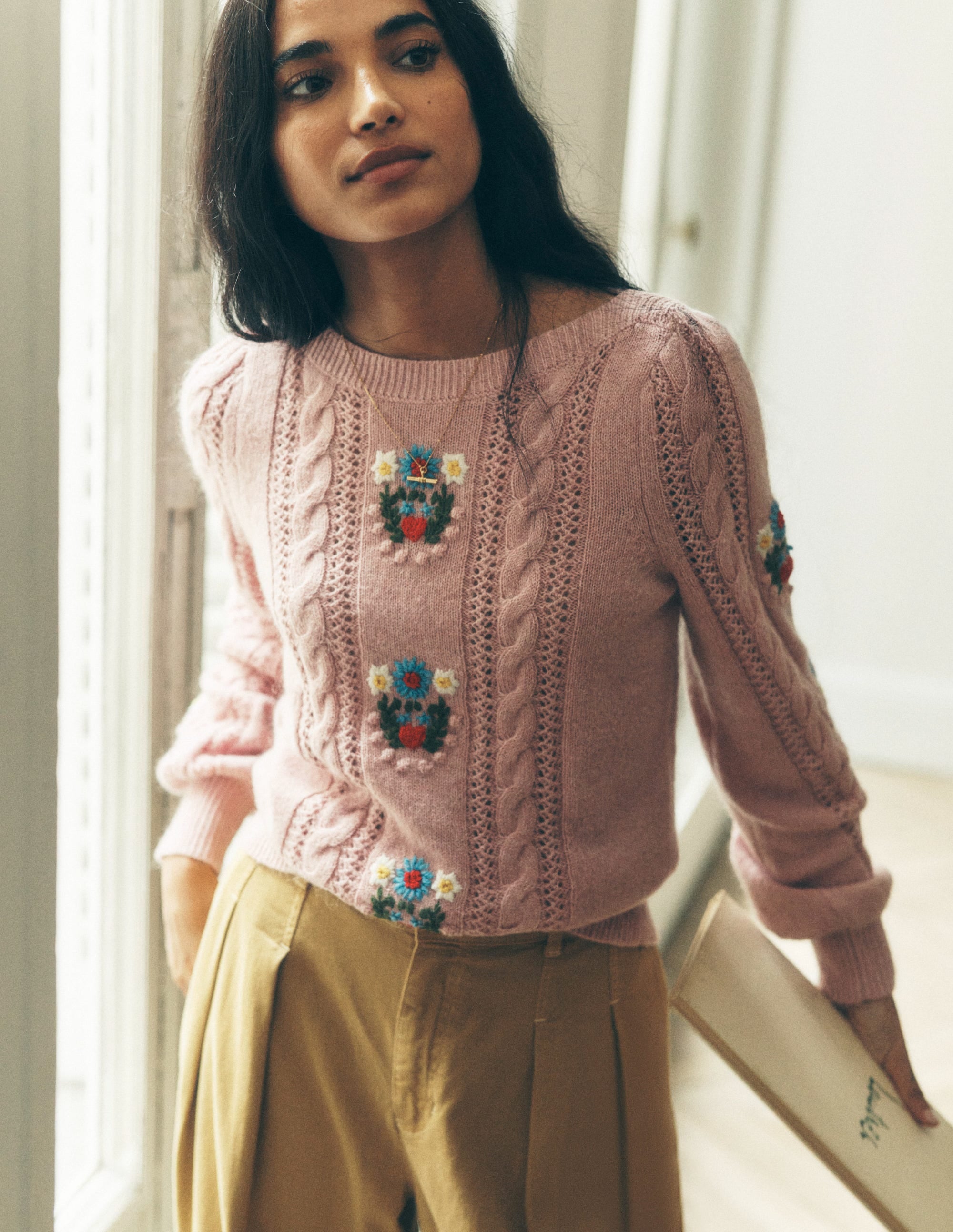  Fluffy Embroidered Sweater-Soft Lavender Pink、mySite、ashleygrahame