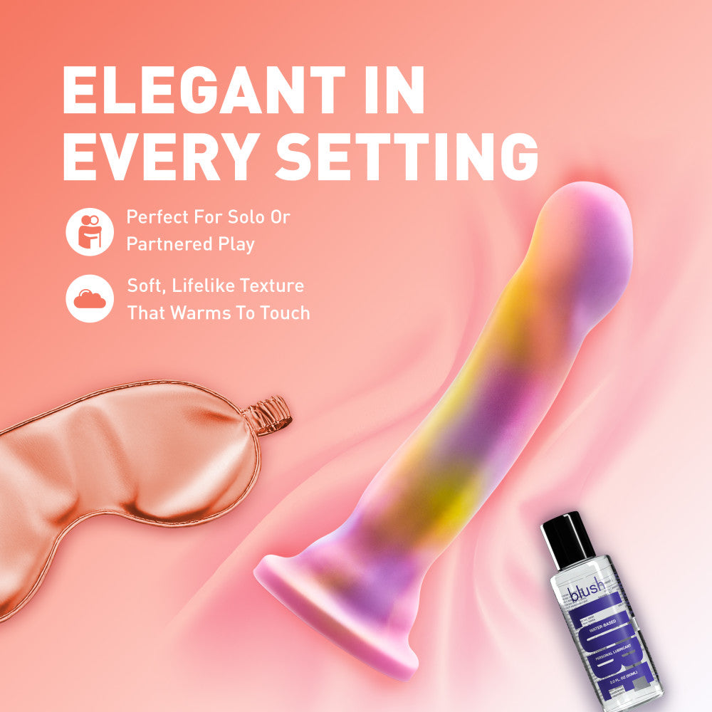 Avant By Blush® | Sun's Out Pink: Artisan 7 Inch Curved P-Spot / G-Spot Dildo with Suction Cup Base - Elegantly Made with Smooth Ultrasilk® Purio™ Silicone、mySite、bottomscart