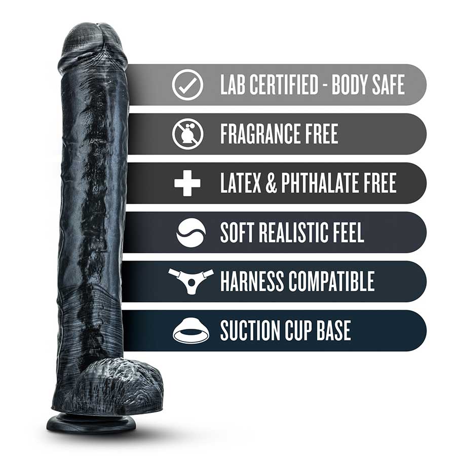 Jet Dark Steel 14 Inch Carbon Metallic Anal Dildo with Balls by Blush Novelties、mySite、bottomscart