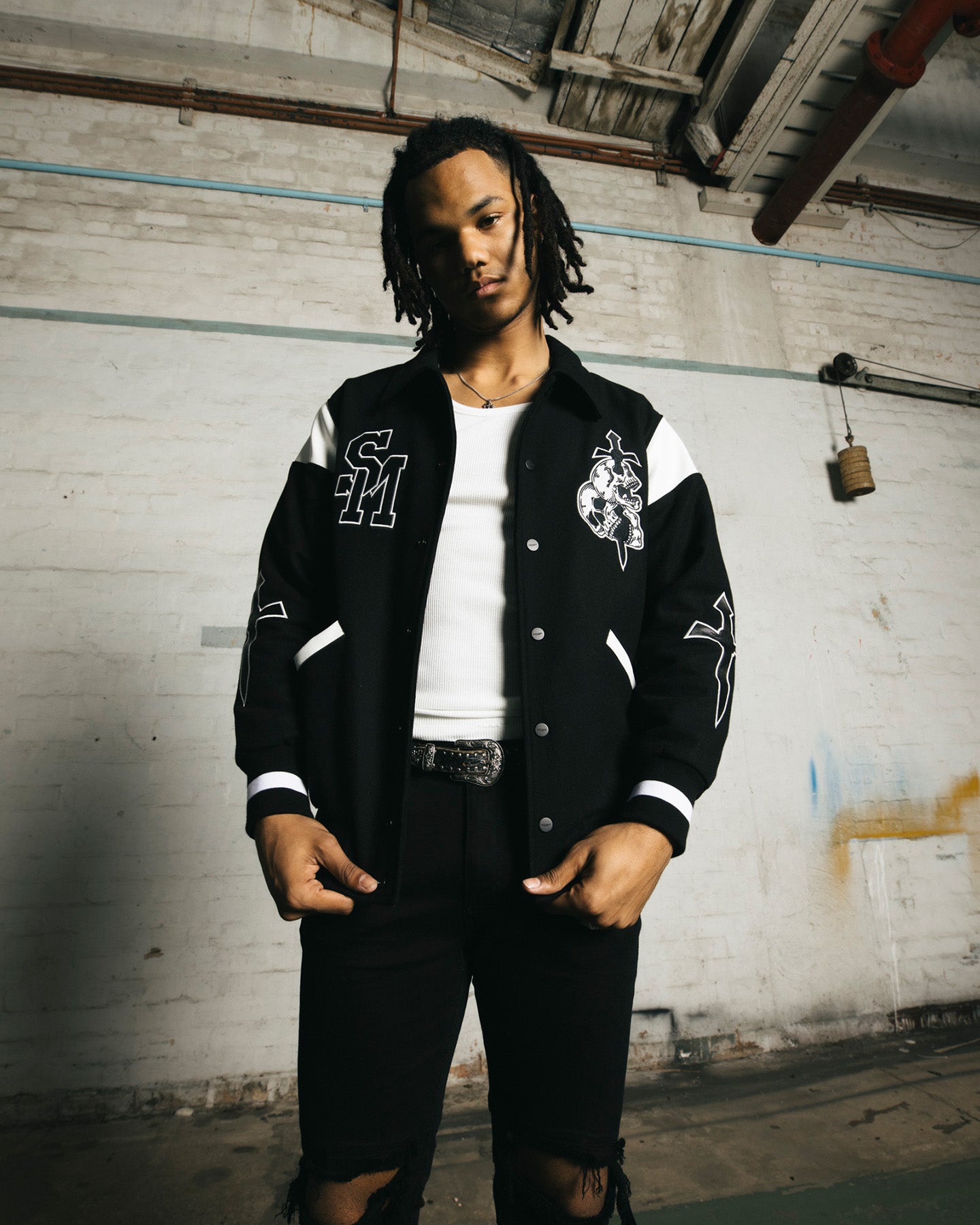 Saint Morta La Rambla Varsity Jacket Black/White、mySite、zt4zffjzw