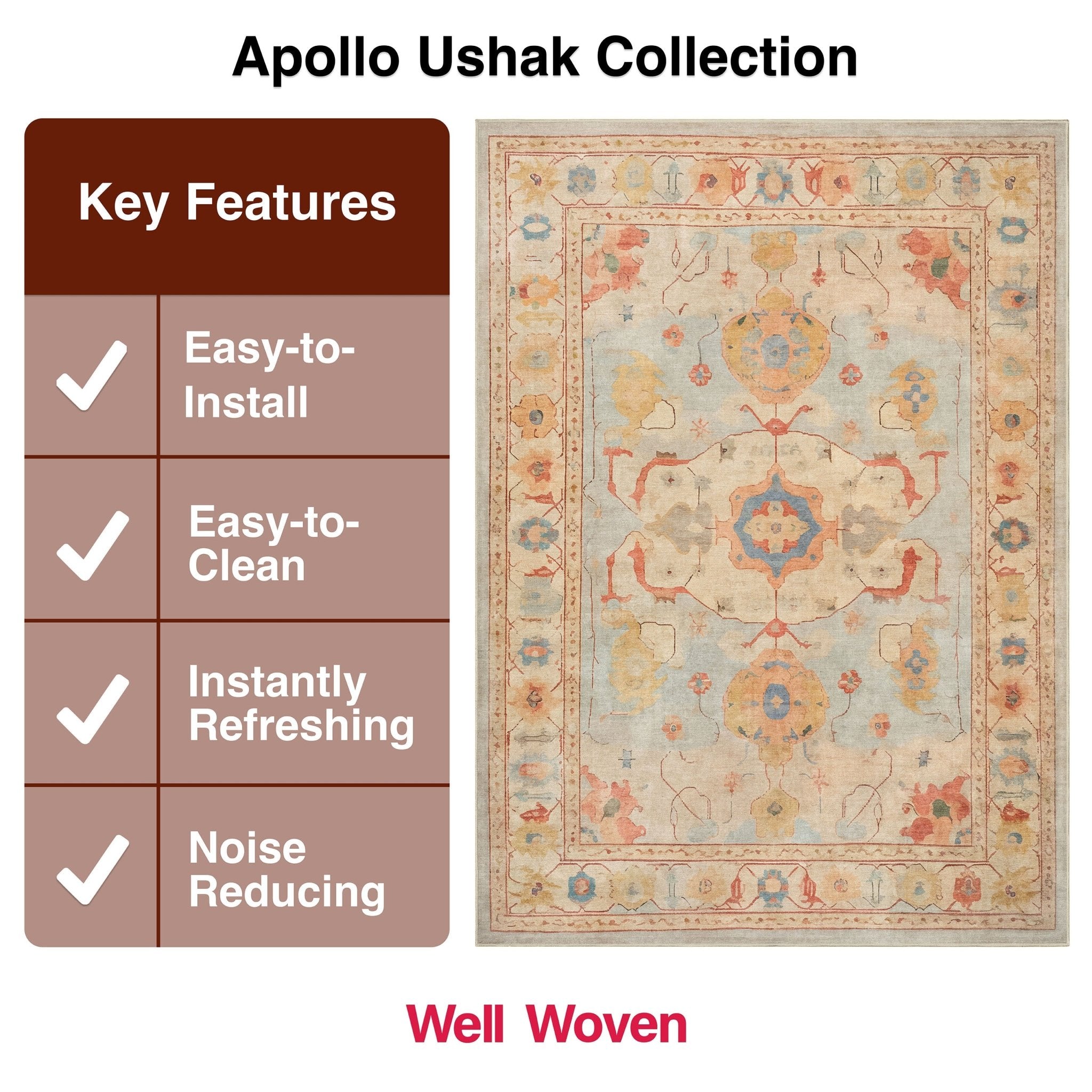 Pastel Tone On Tone - Updated Traditional Rug for Living Room Bedroom Dining Room ,Easy Clean、mySite、gigharbornorthrealestate