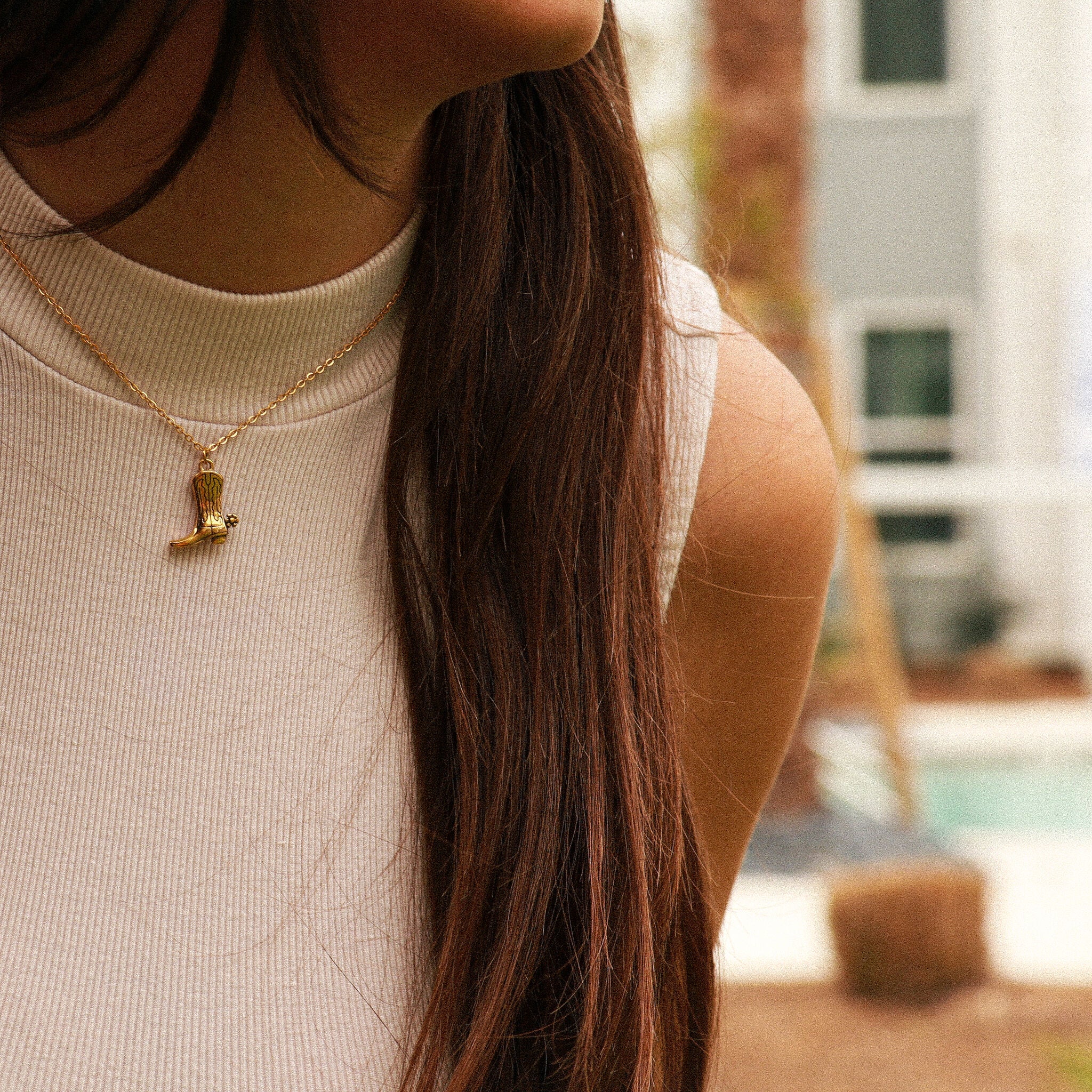 18K Gold PVD Stainless Steel Cowboy Boot Pendant / PDL9020、mySite、dreamappss